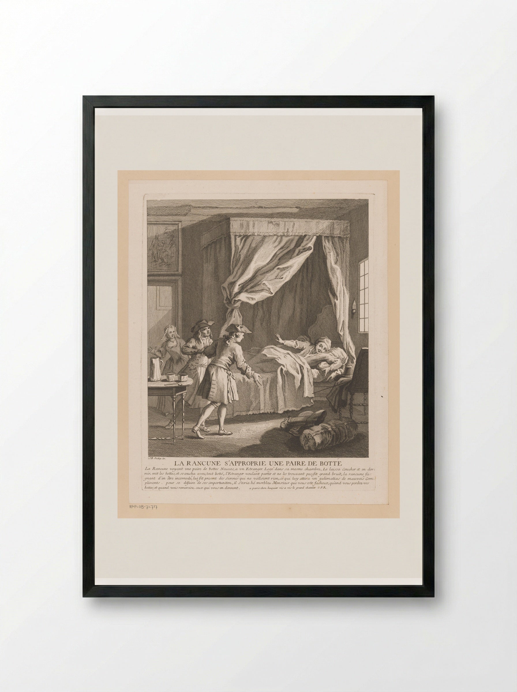 La Rancune s'approprie une paire de bottes - Gabriel Huquier - Framed Print Black