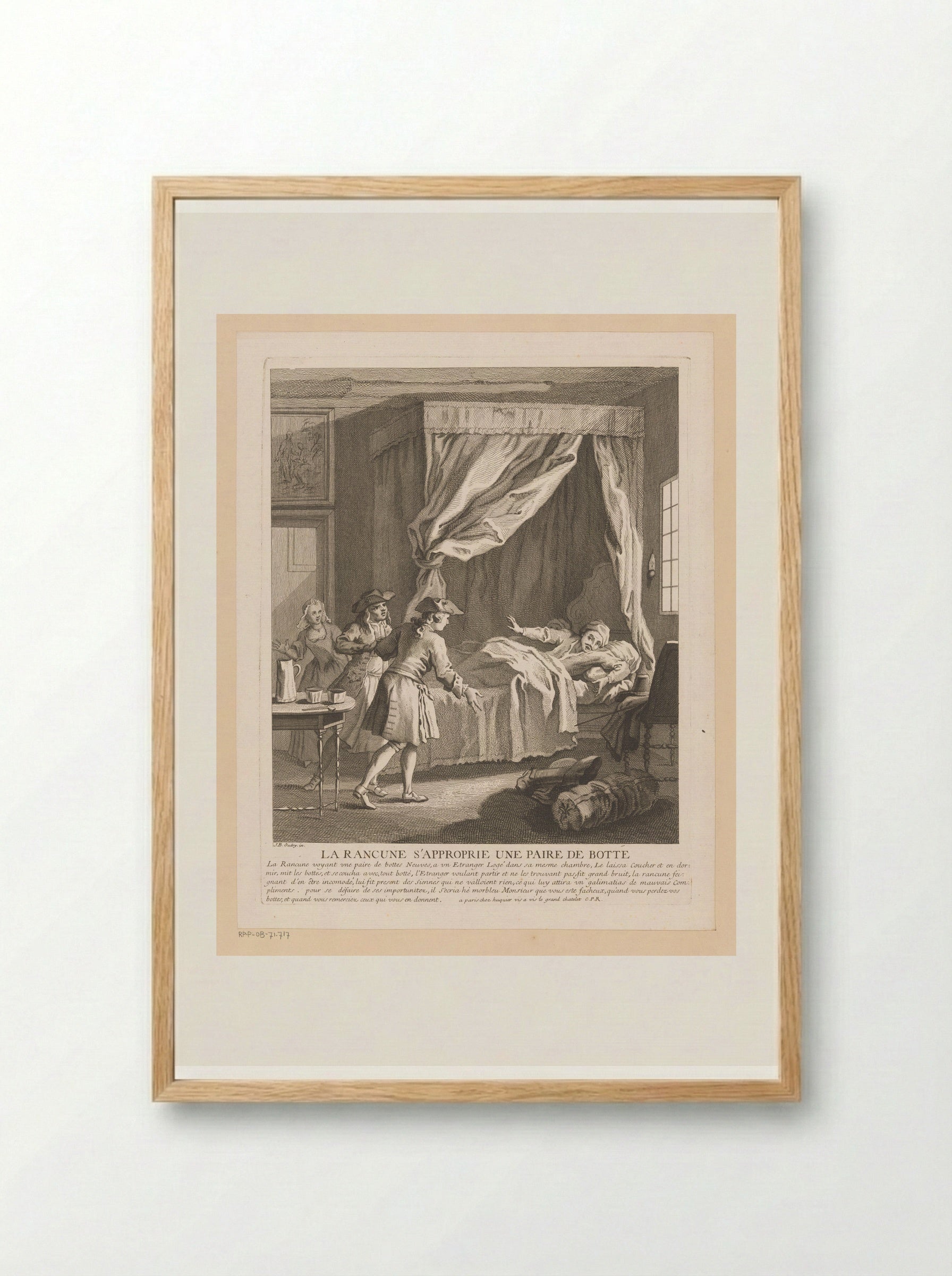 La Rancune s'approprie une paire de bottes - Gabriel Huquier - Framed Print Wood