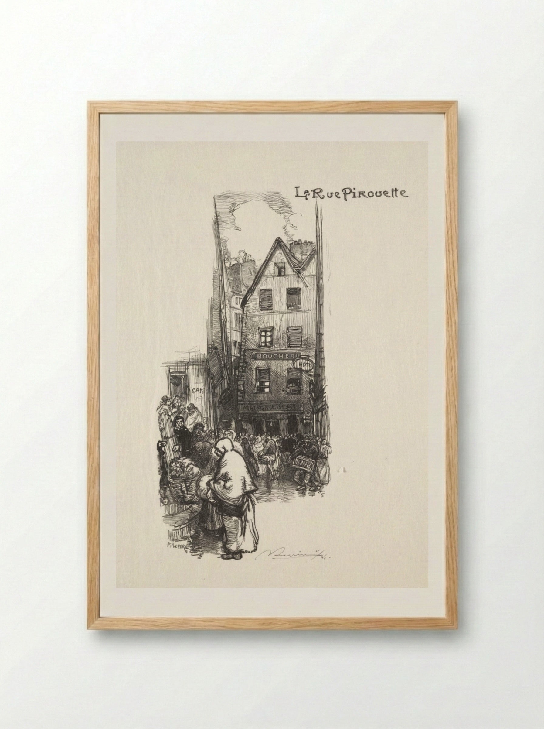 La Rue Pirouette - Auguste Louis Lepère - Framed Print Wood