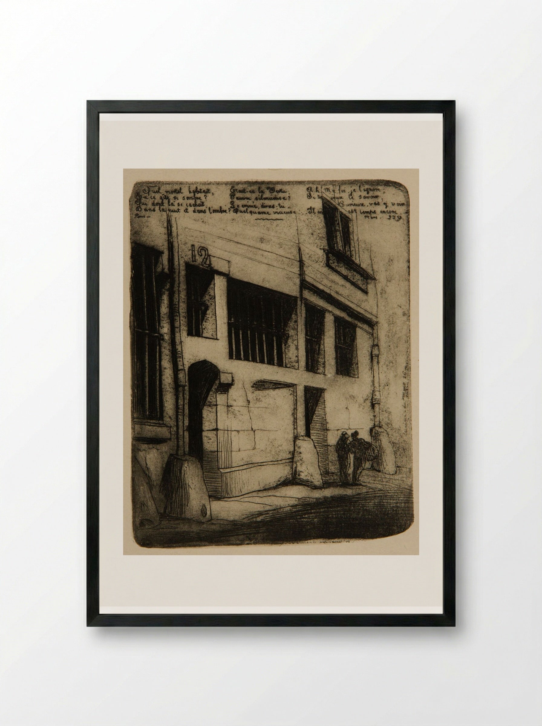 La Rue des Mauvais Garçons - Charles Meryon - Framed Print Black