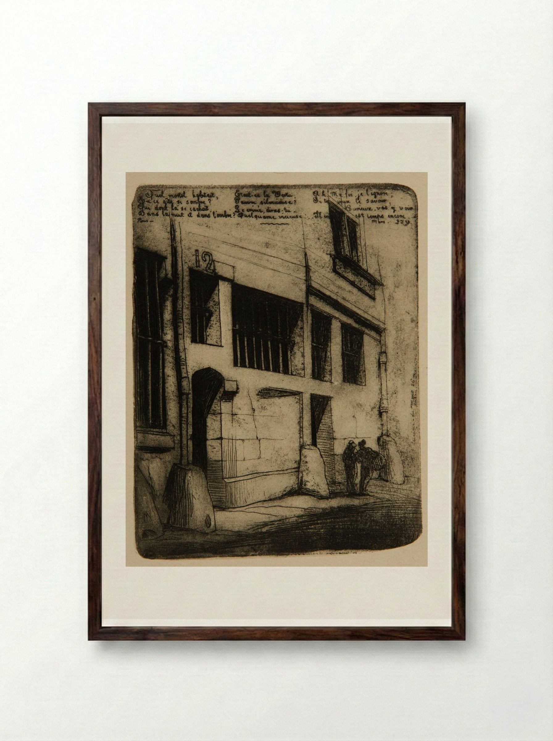 La Rue des Mauvais Garçons - Charles Meryon - Framed Print Dark Wood