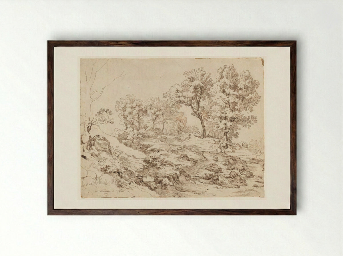 La Serpentara near Olevano - Friedrich Preller - Framed Print Dark Wood