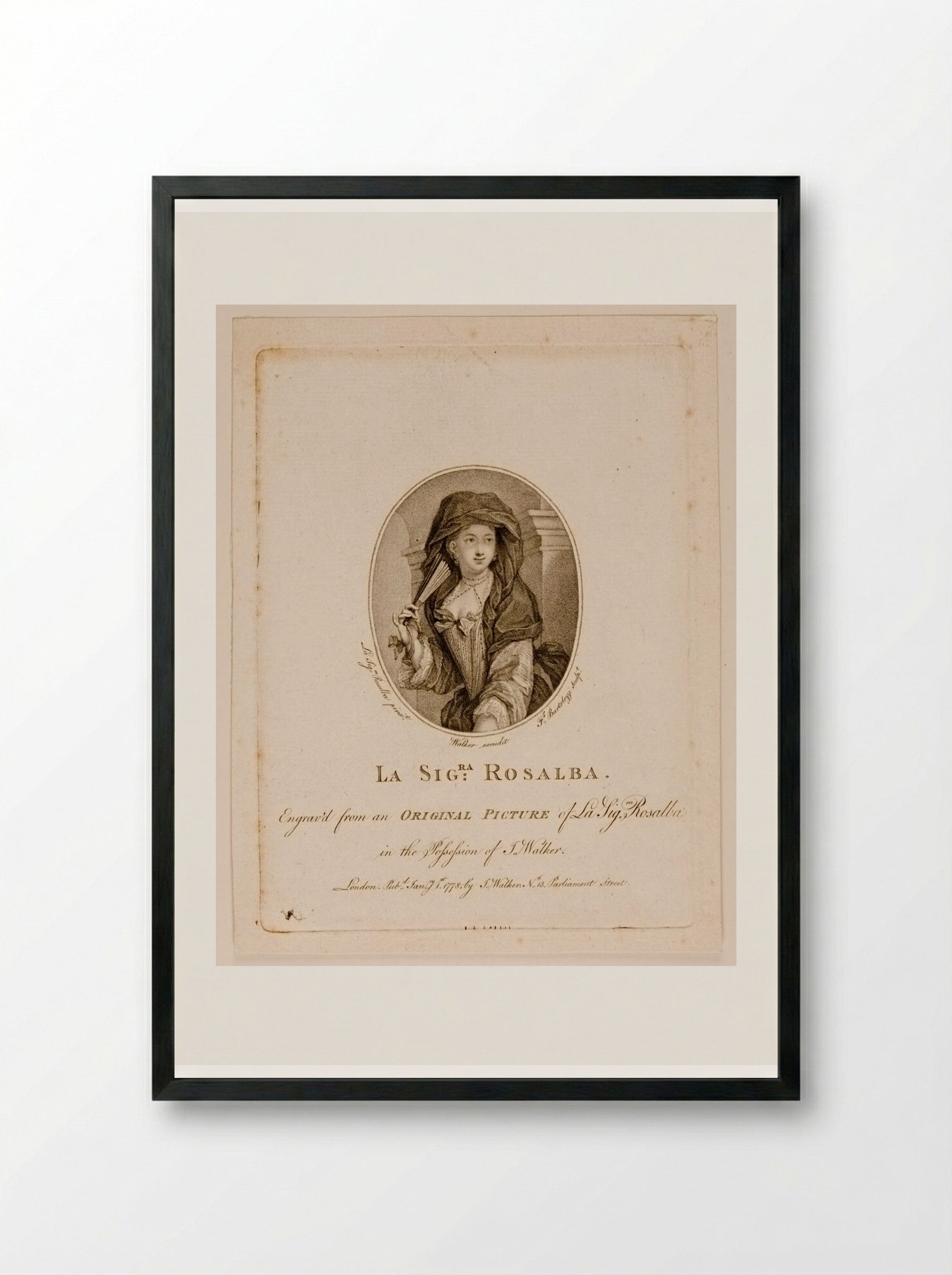 La Sigra Rosalba - Francesco Bartolozzi - Framed Print Black
