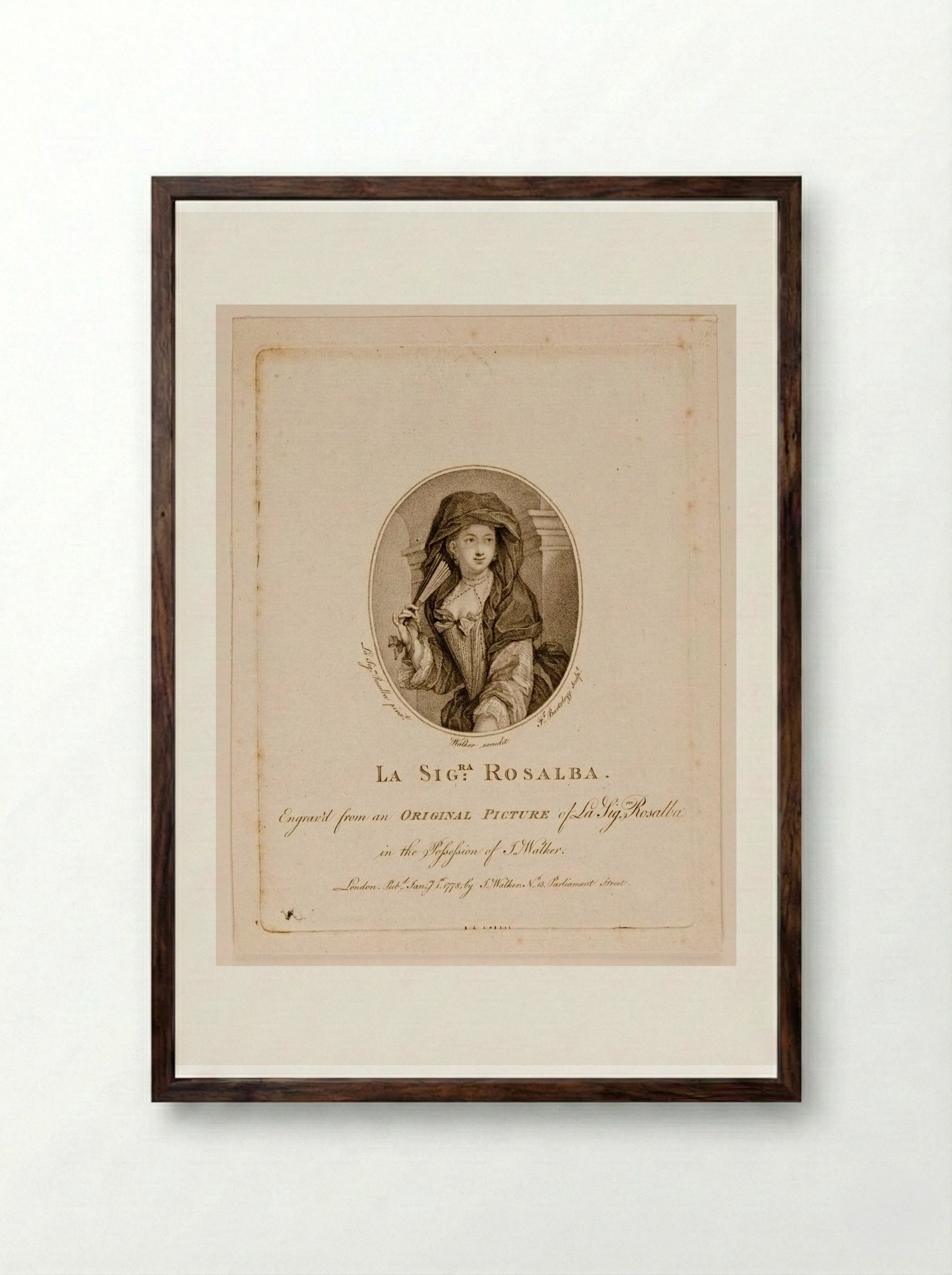 La Sigra Rosalba - Francesco Bartolozzi - Framed Print Dark Wood