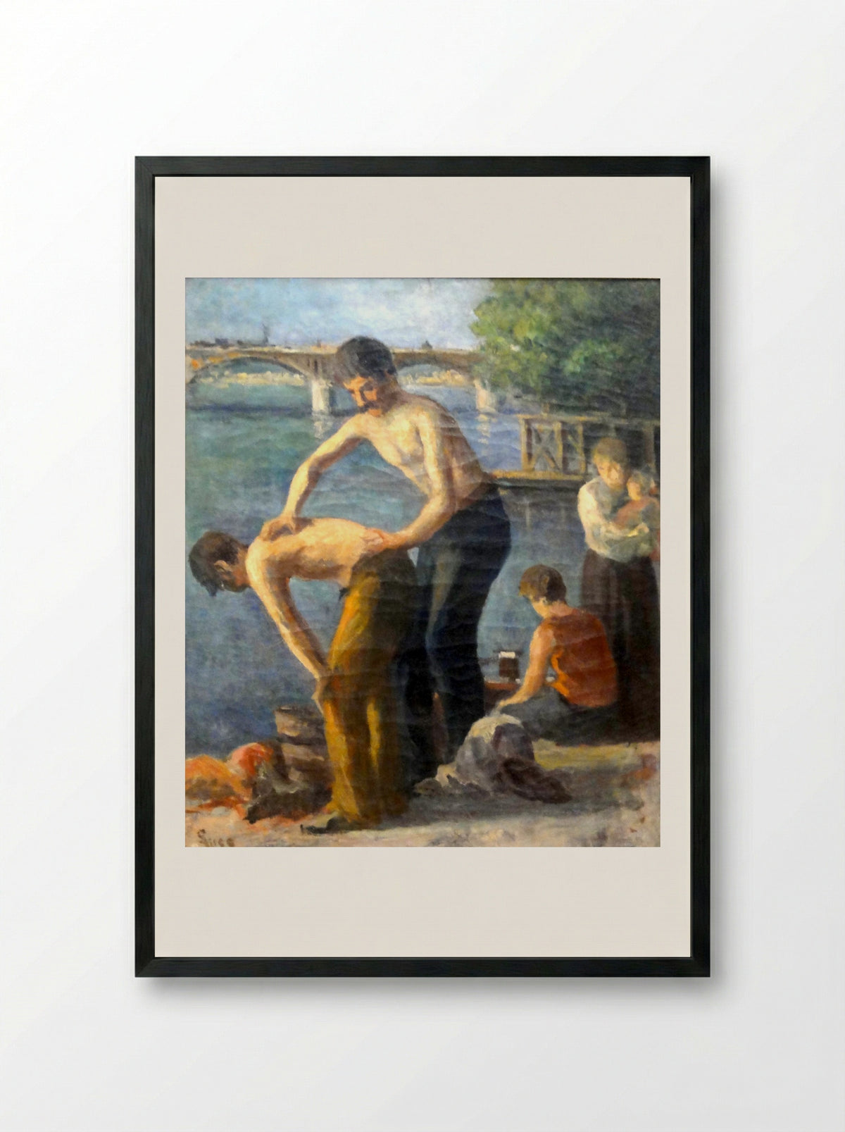 La Toilette Au Pont Des Saints-pères - Maximilien Luce - Framed Print Black