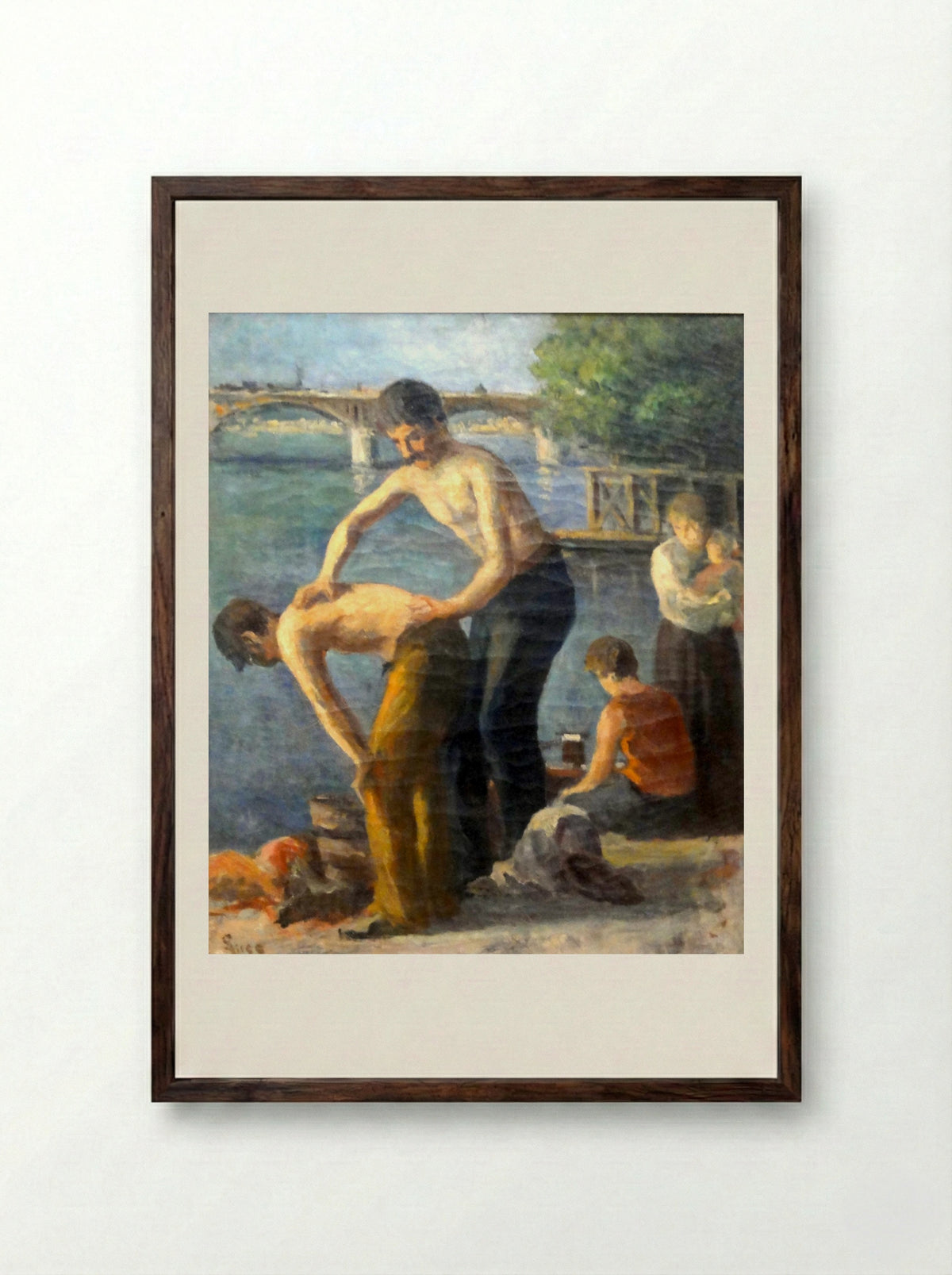 La Toilette Au Pont Des Saints-pères - Maximilien Luce - Framed Print Dark Wood