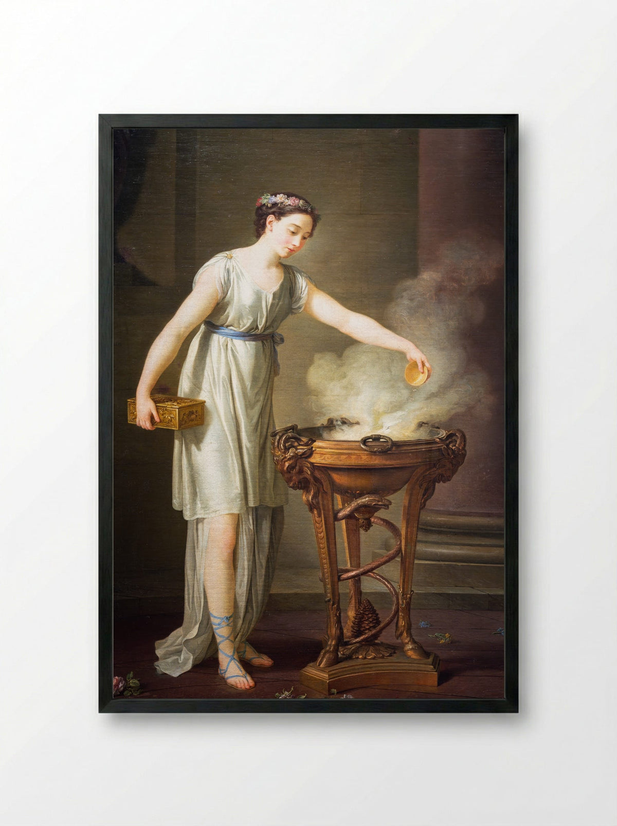 La Vertueuse Athénienne - Joseph-Marie Vien - Framed Print Black