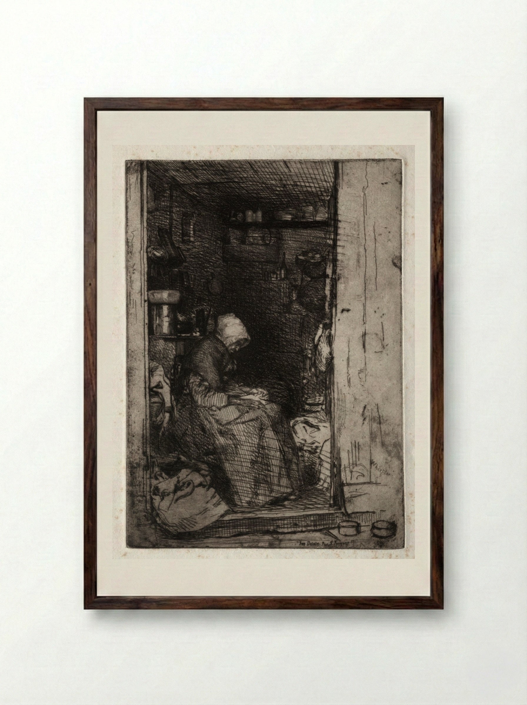 La Vieille aux Loques - James McNeill Whistler - Framed Print Dark Wood