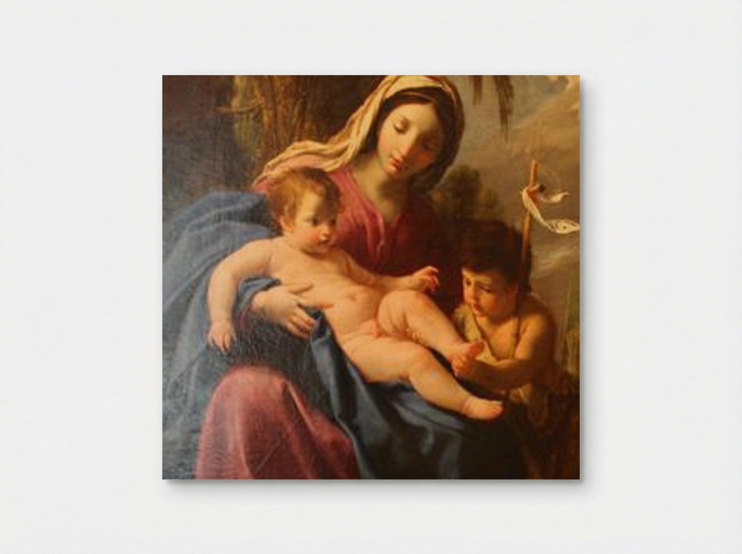 La Vierge et l'Enfant Jésus avec Saint Jean Baptiste - Eustache Le Sueur - Poster