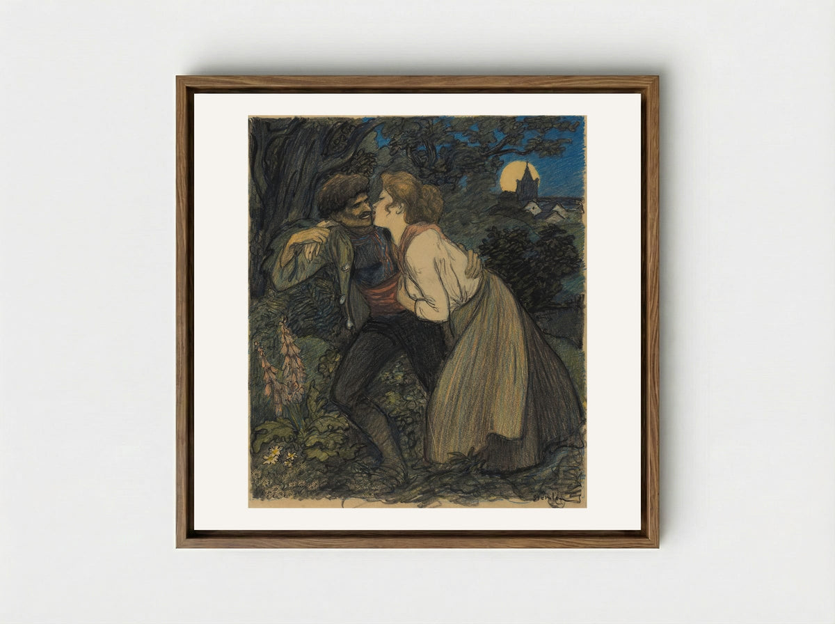 La chienne au loup - Théophile Alexandre Steinlen - Framed Canvas Wood