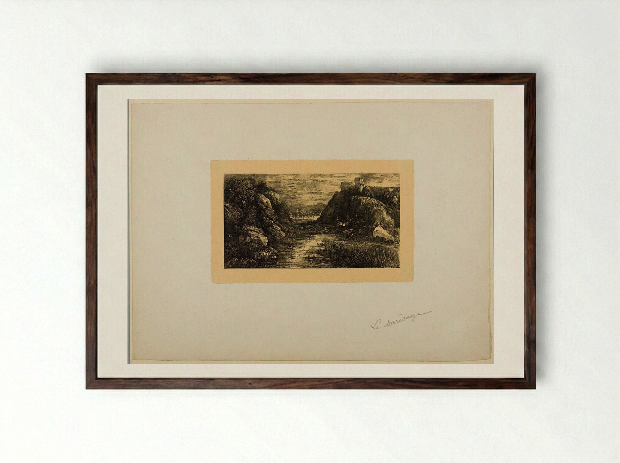 La cité lointaine (Le marécage) - Rodolphe Bresdin - Framed Print Dark Wood