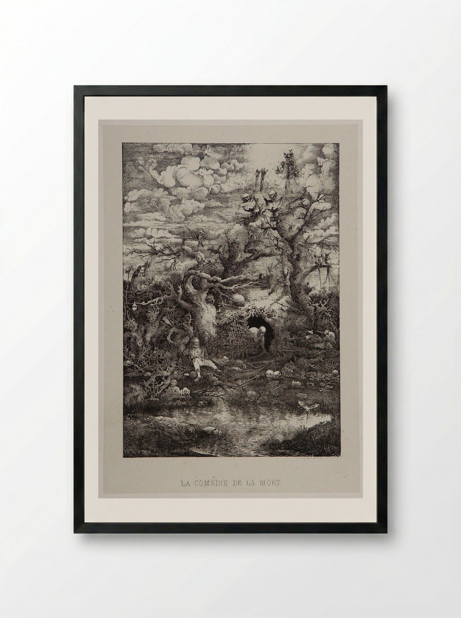 La comédie de la mort - Rodolphe Bresdin - Framed Print Black