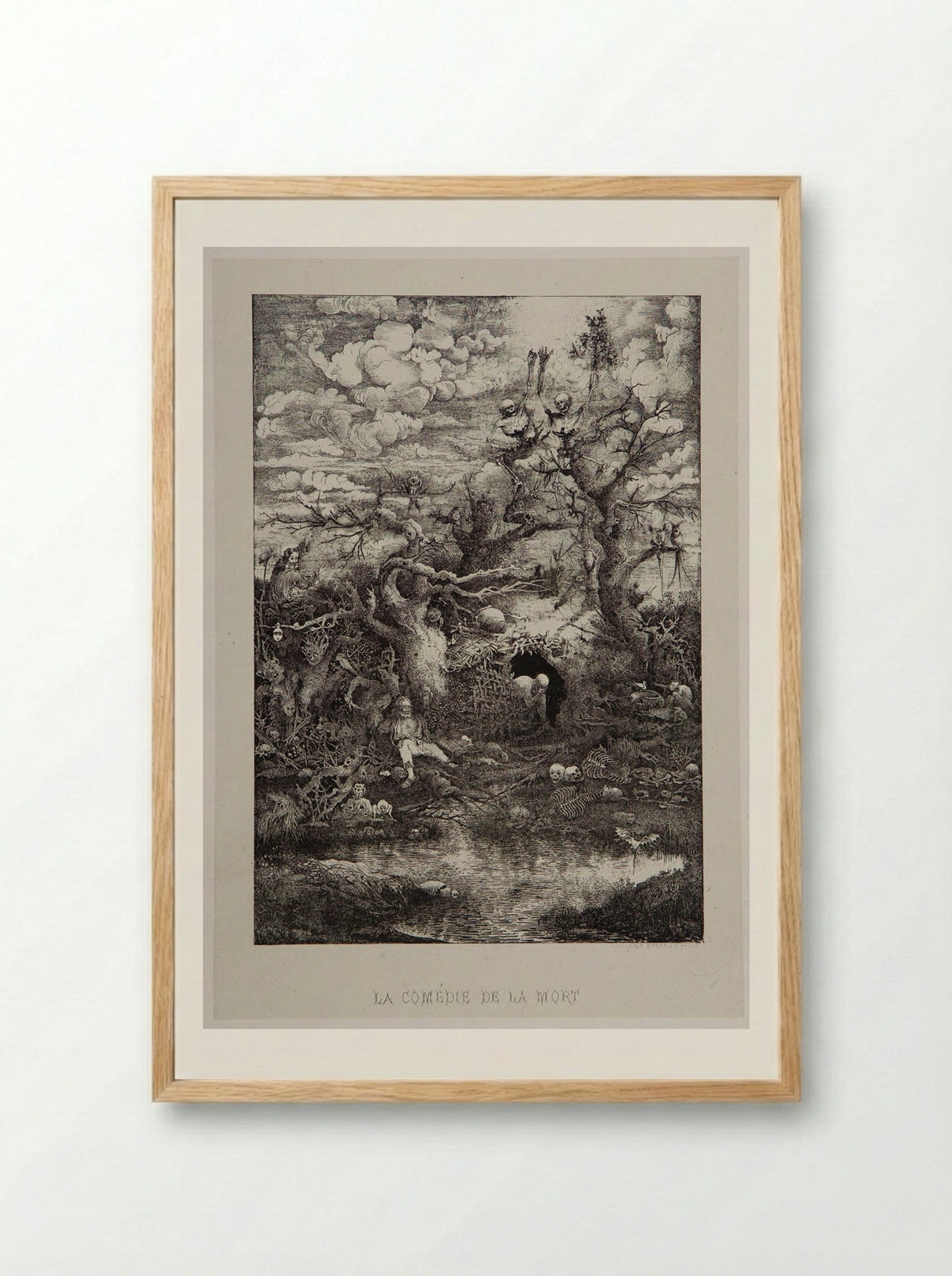La comédie de la mort - Rodolphe Bresdin - Framed Print Wood