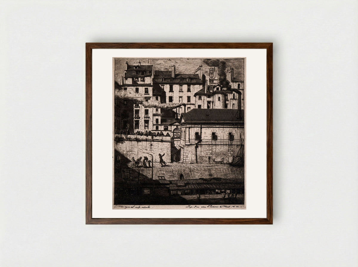 La morgue - Charles Meryon - Framed Print Dark Wood