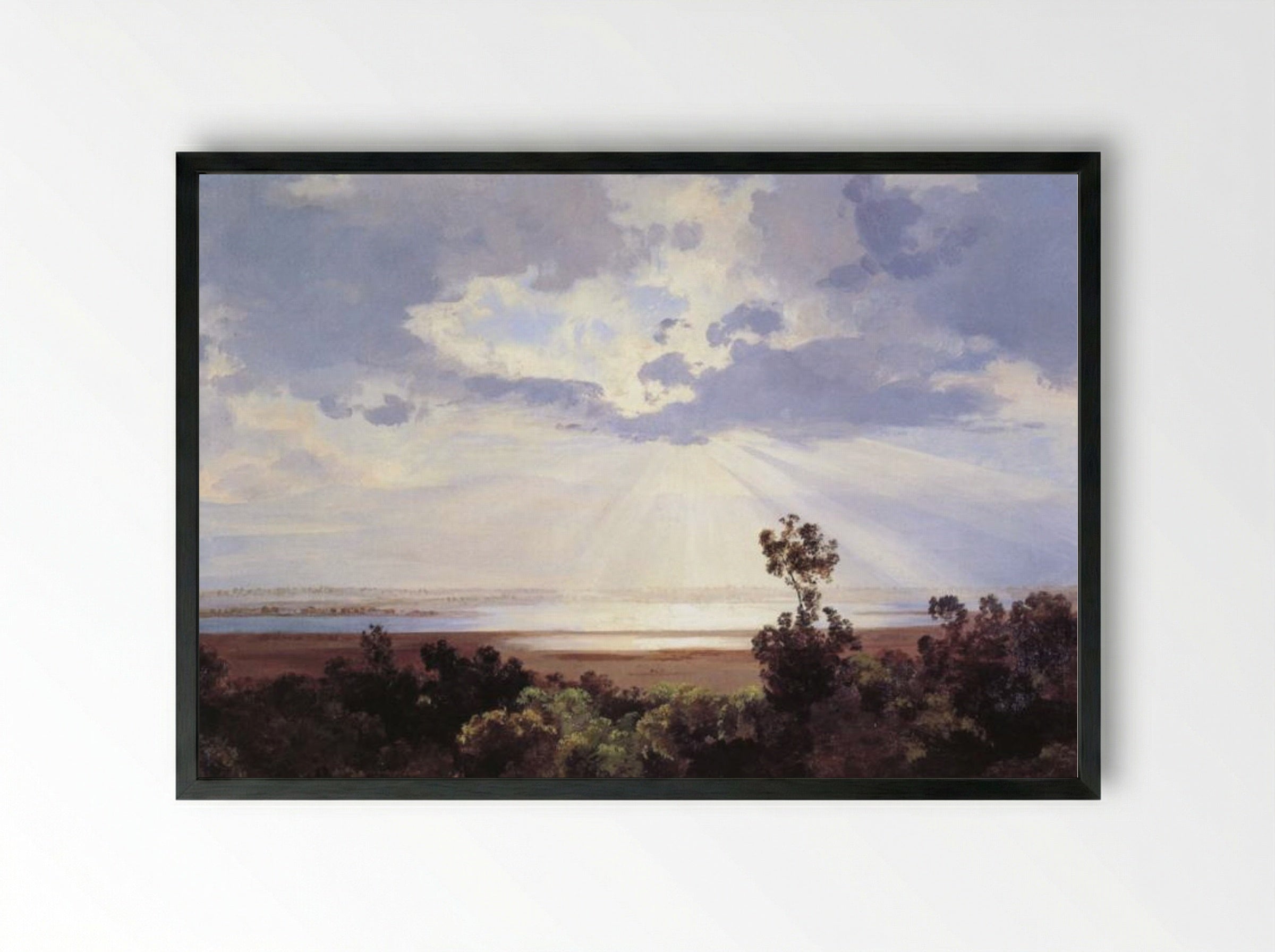 La puesta del sol - José María Velasco - Framed Print Black