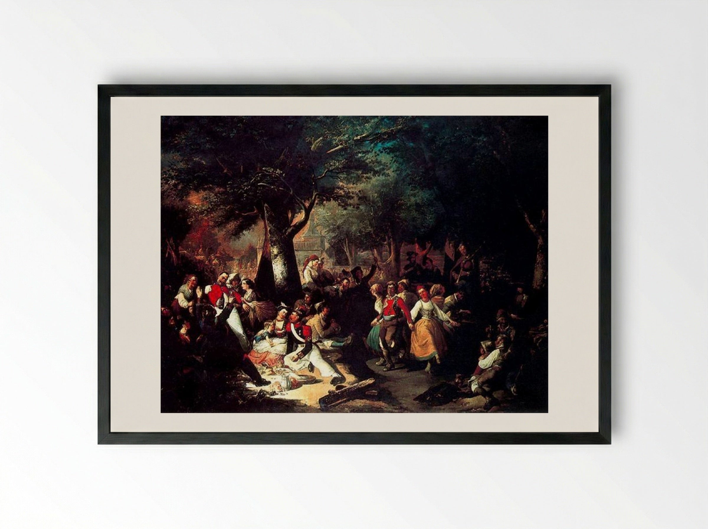 La romería de la Virgen del Puerto - Manuel Rodriguez de Guzman - Framed Print Black