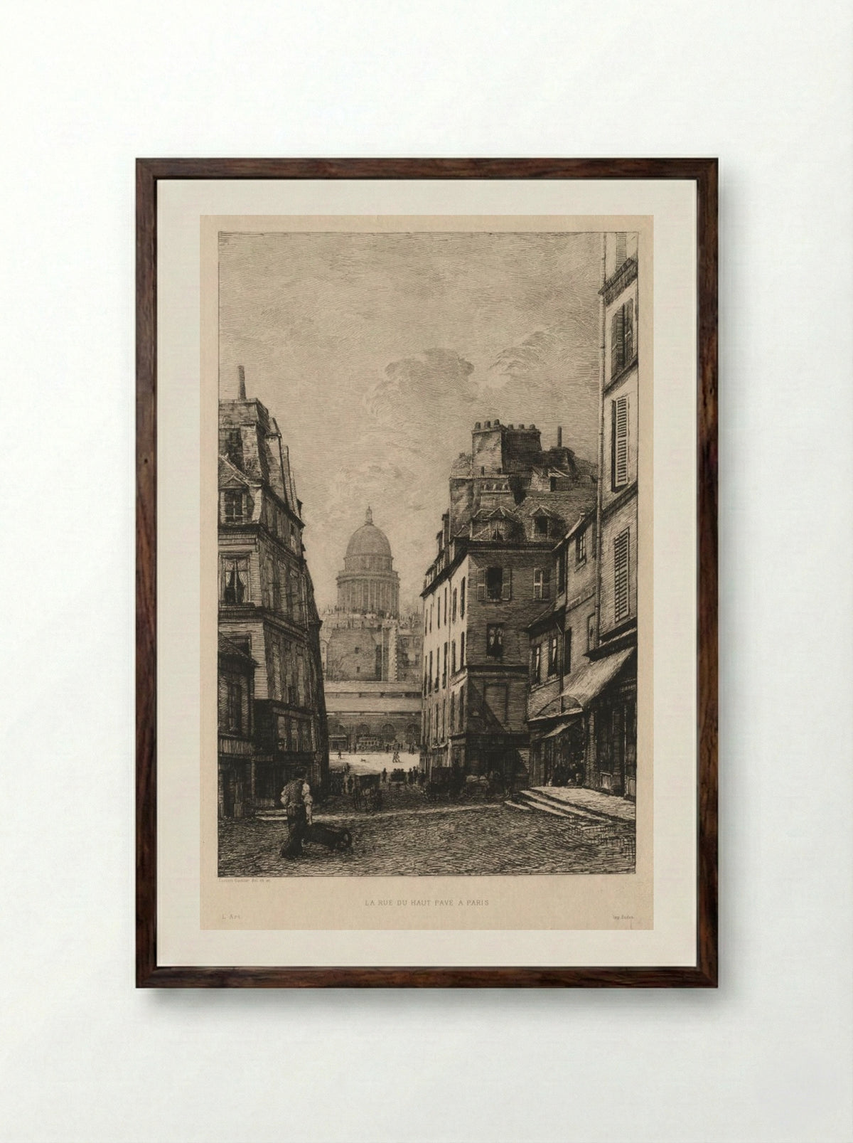 La rue du Haut Pavé à Paris - Lucien Gautier - Framed Print Dark Wood