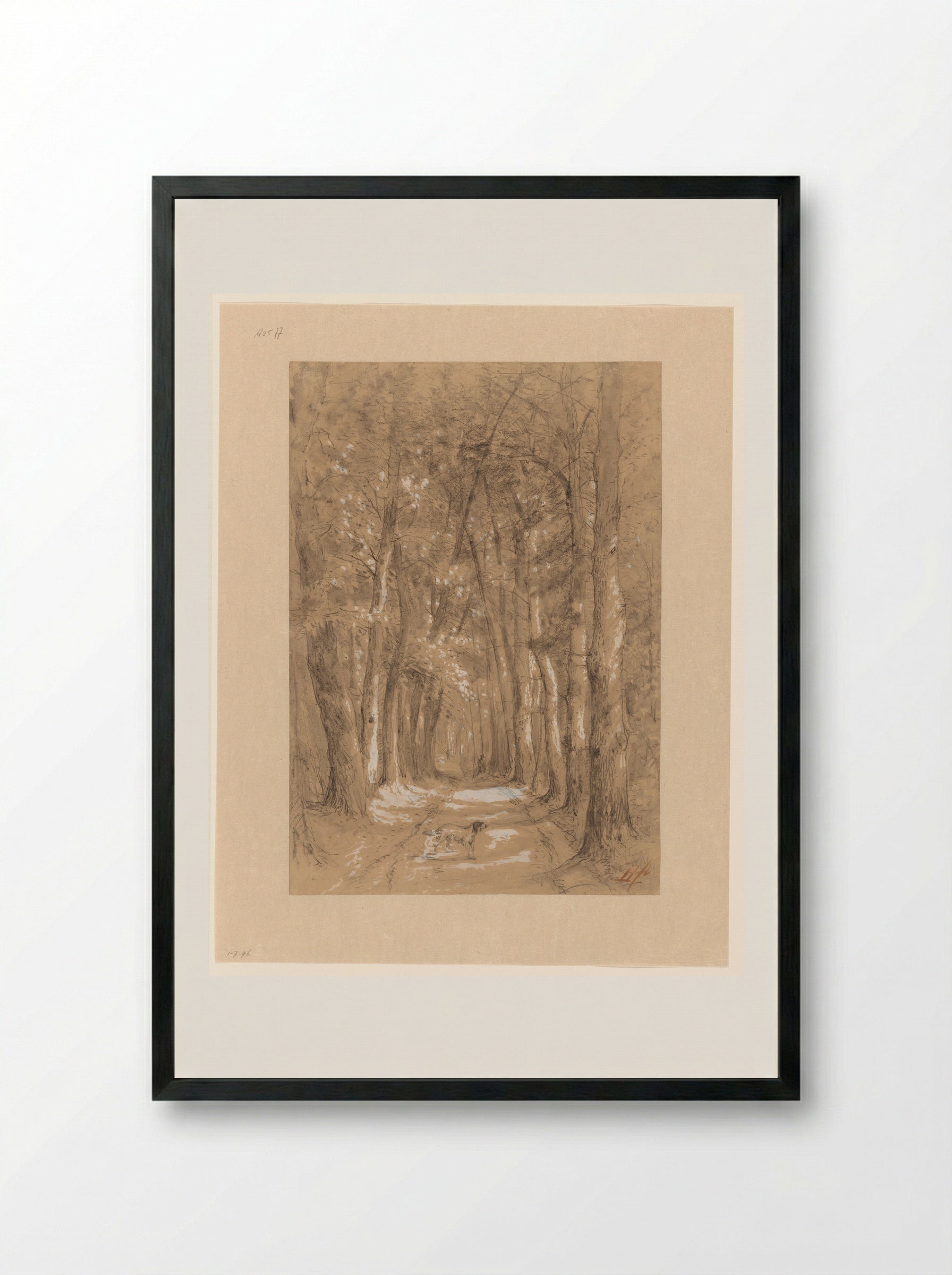 Laan tussen bomen - Johannes Warnardus Bilders - Framed Print Black