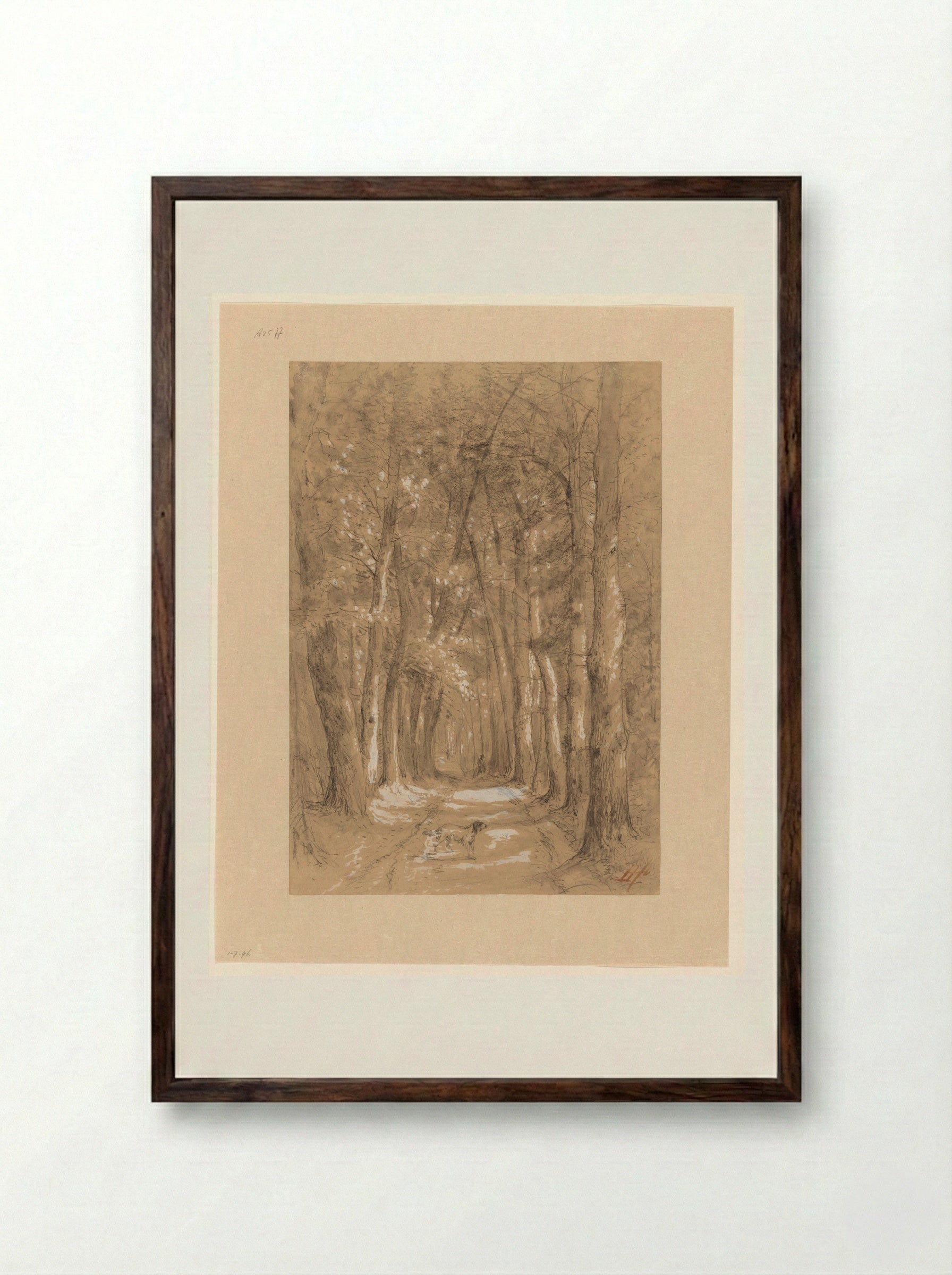 Laan tussen bomen - Johannes Warnardus Bilders - Framed Print Dark Wood
