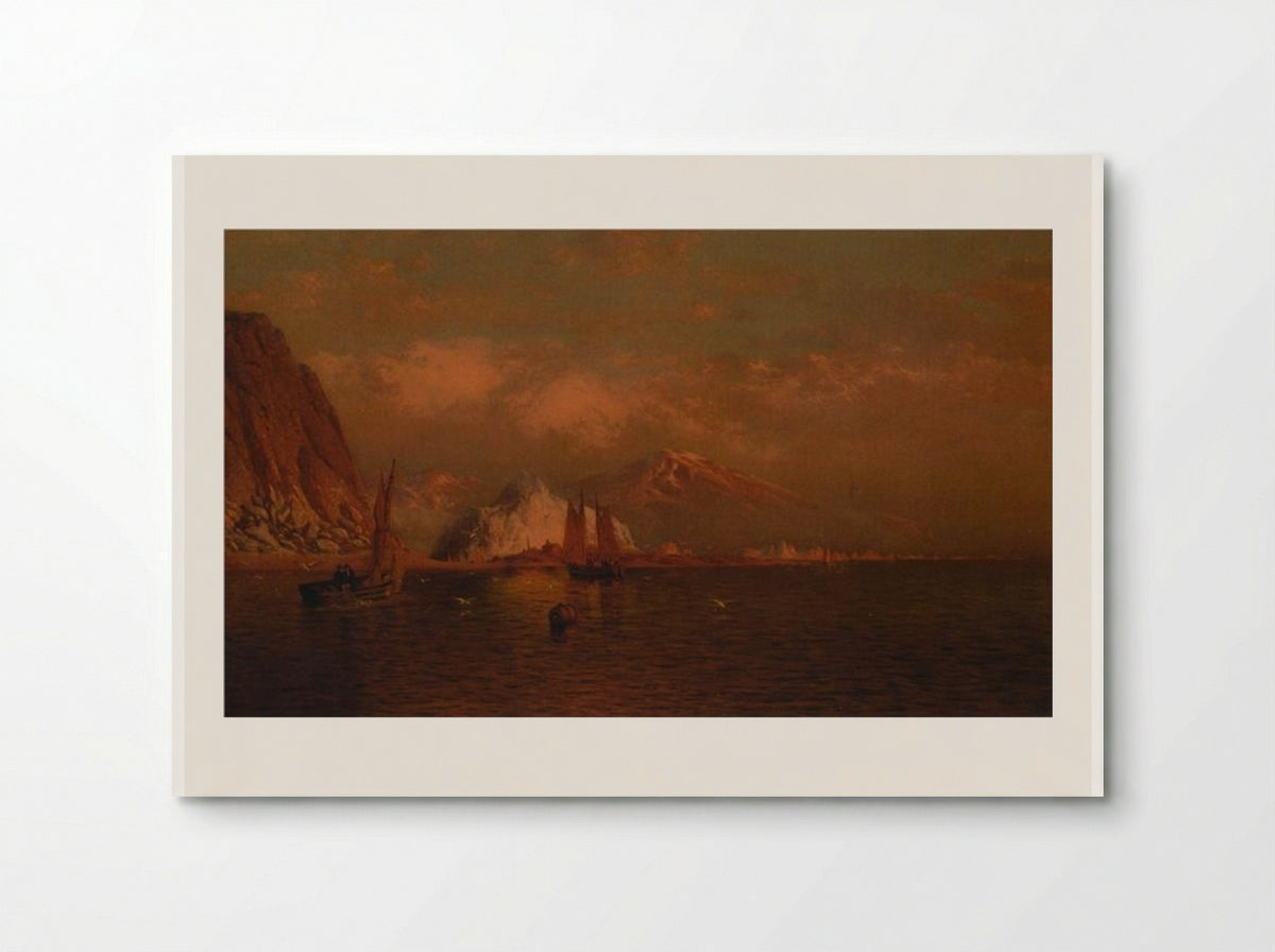 Labrador Mountain and Icebergs by Light of the Midnight Sun - William Bradford - Poster