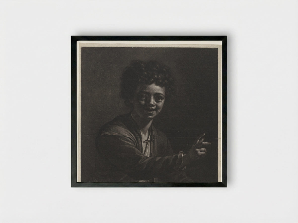 Lachende jongen (Laughing Boy) - Wallerant Vaillant - Framed Print Black