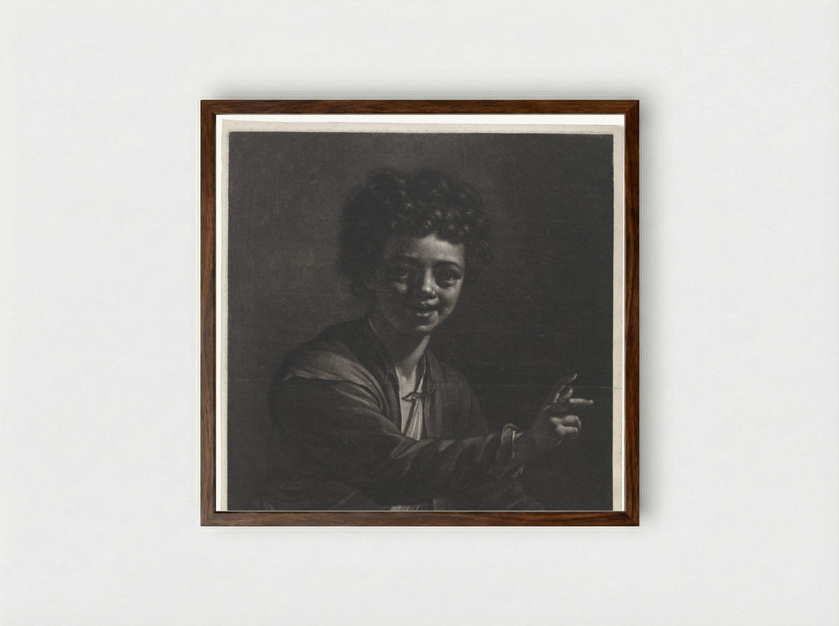 Lachende jongen (Laughing Boy) - Wallerant Vaillant - Framed Print Dark Wood