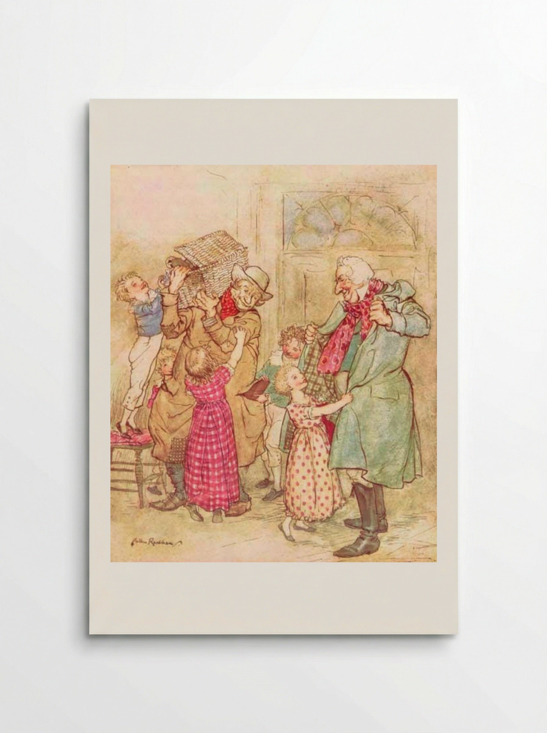 Laden with Christmas toys and presents - Arthur Rackham - Poster