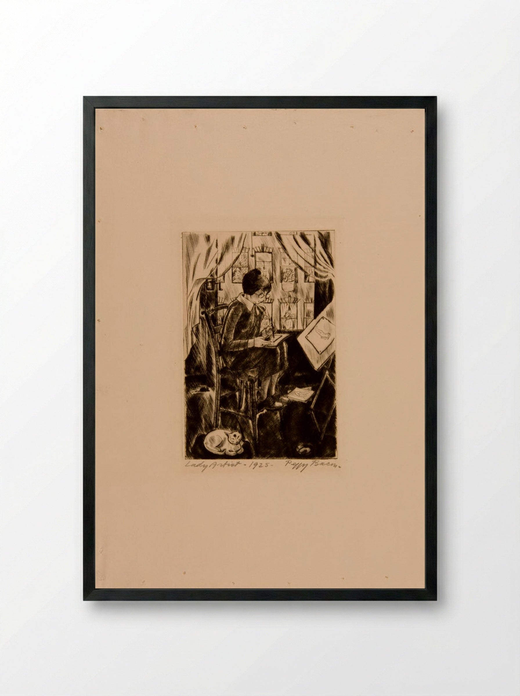 Lady Artist - Peggy Bacon - Framed Print Black
