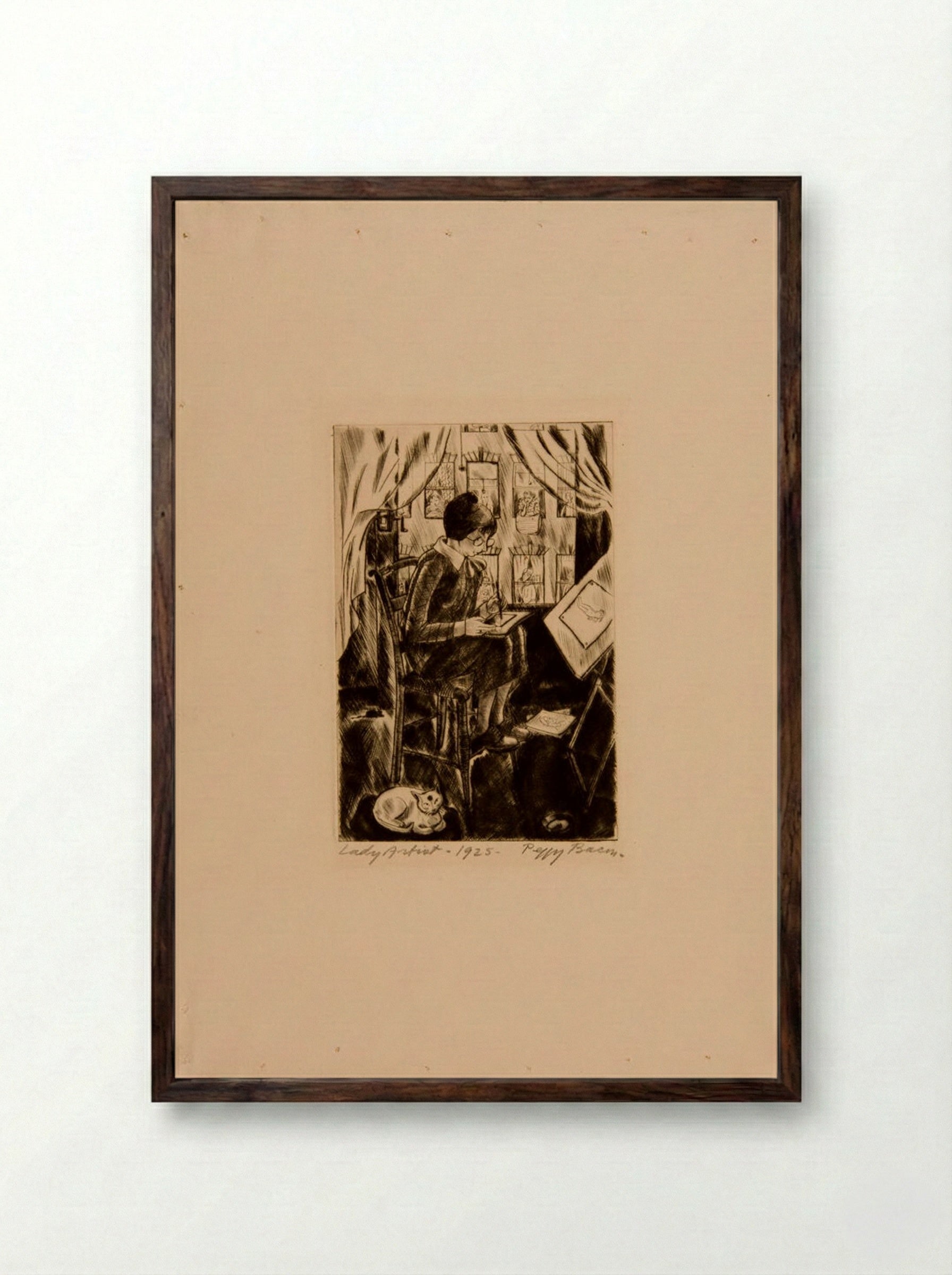 Lady Artist - Peggy Bacon - Framed Print Dark Wood