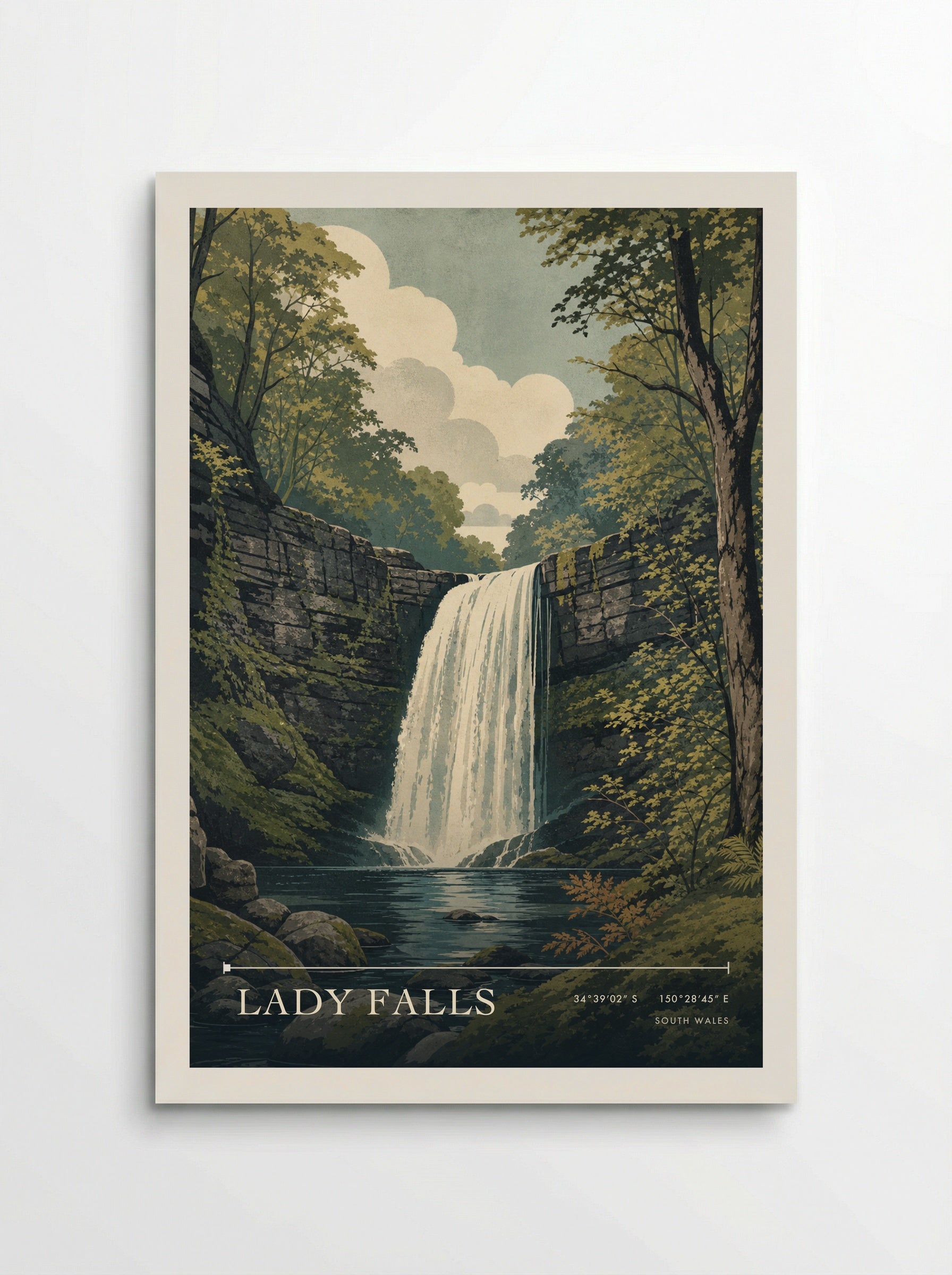Lady Falls South Wales Wales Travel Poster - Poster