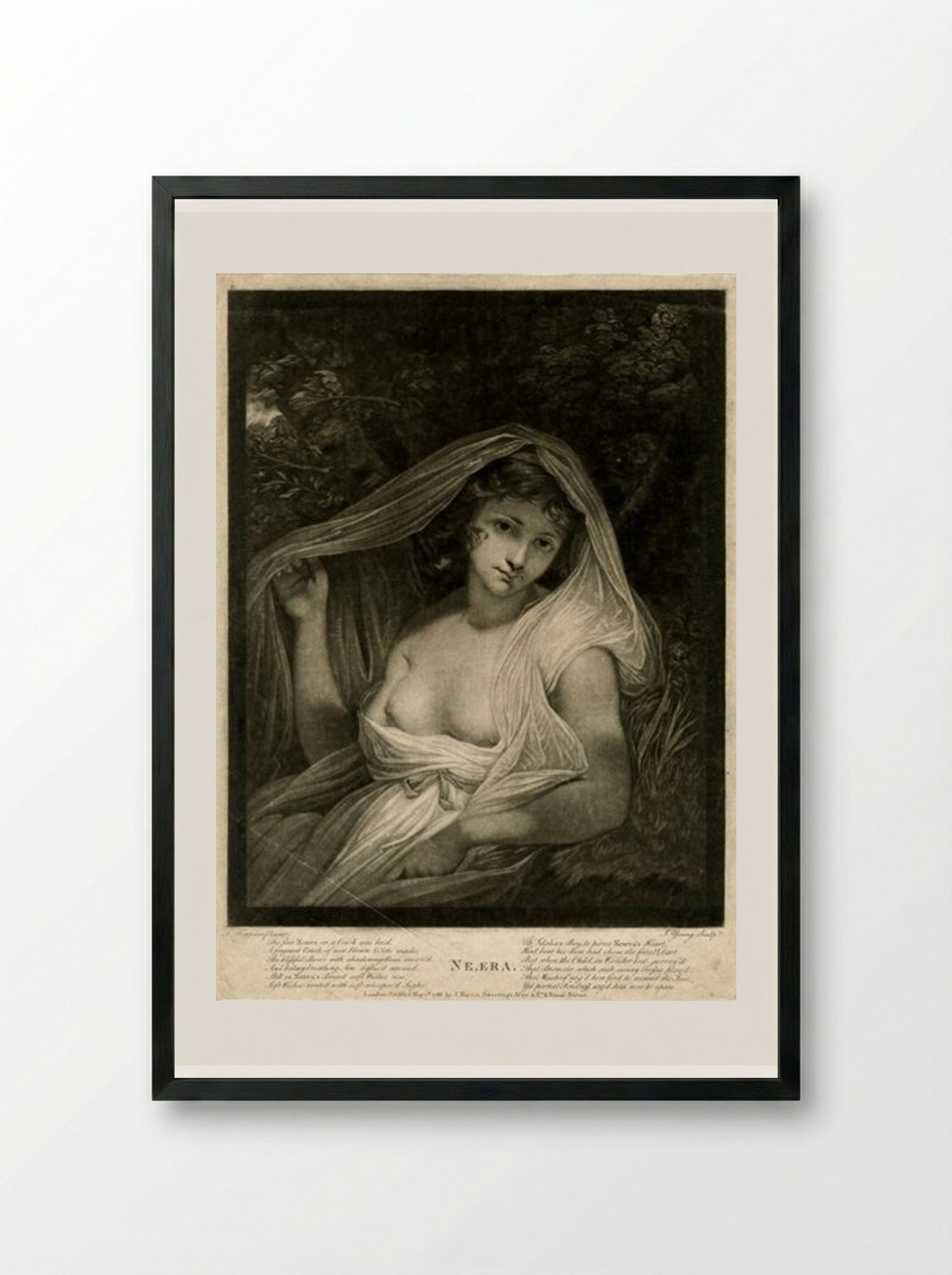 Lady Hamilton as Neæra - John Hoppner - Framed Print Black