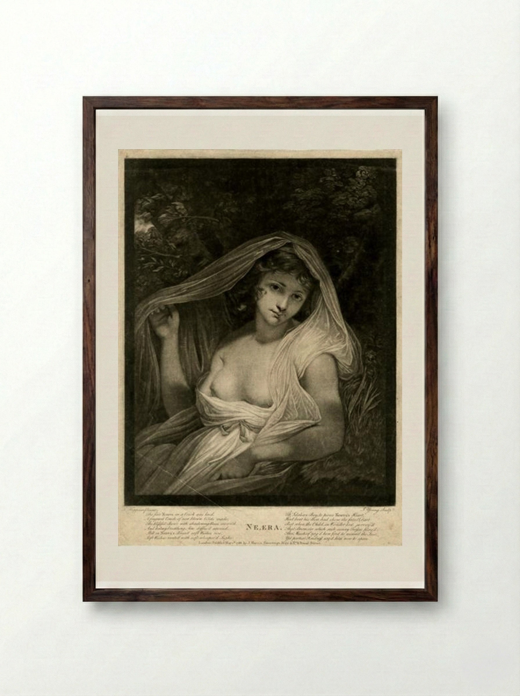 Lady Hamilton as Neæra - John Hoppner - Framed Print Dark Wood