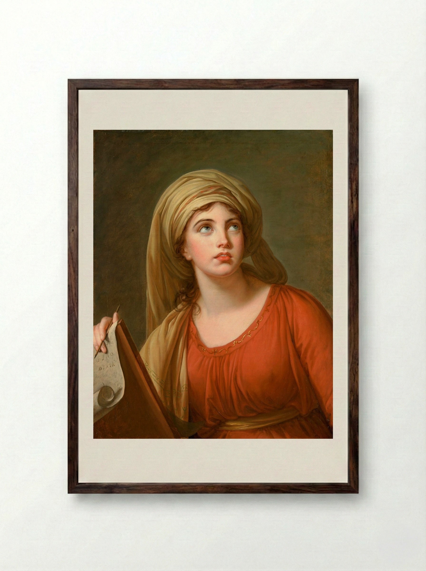 Lady Hamilton as the Persian Sibyl - Louise Elisabeth Vigée Le Brun - Framed Print Dark Wood