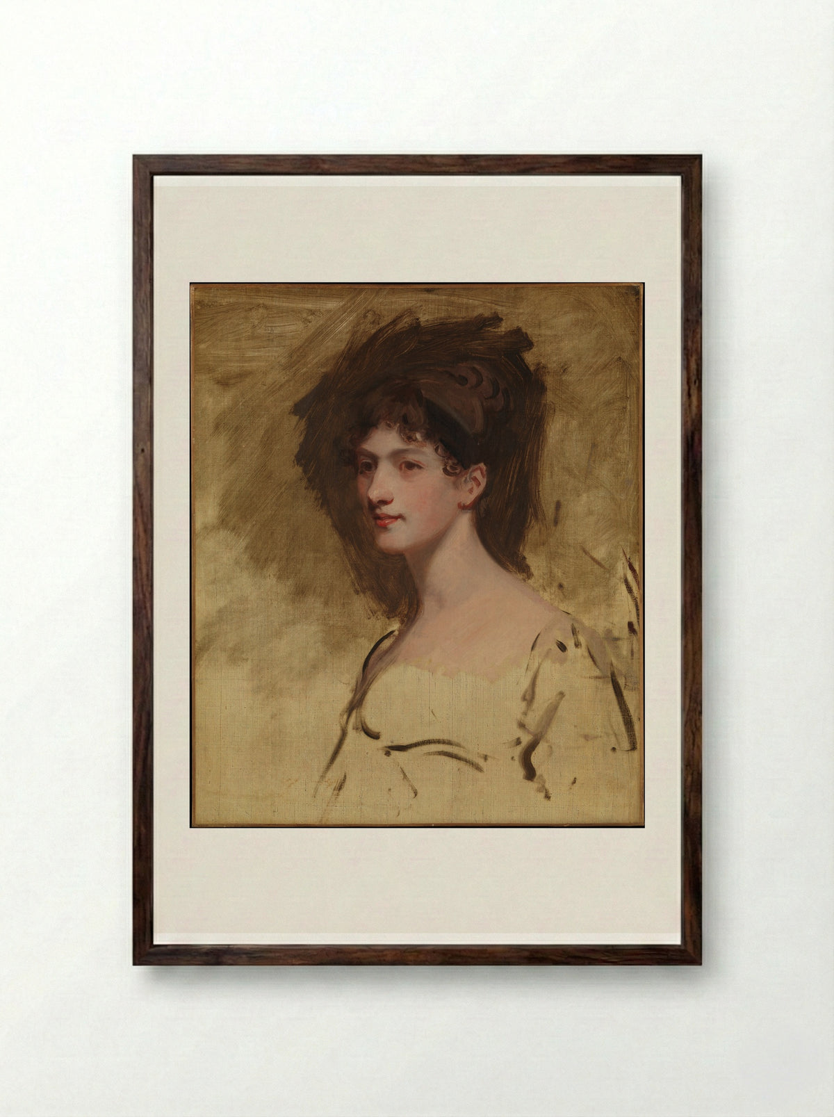 Lady Hester King - John Hoppner - Framed Print Dark Wood