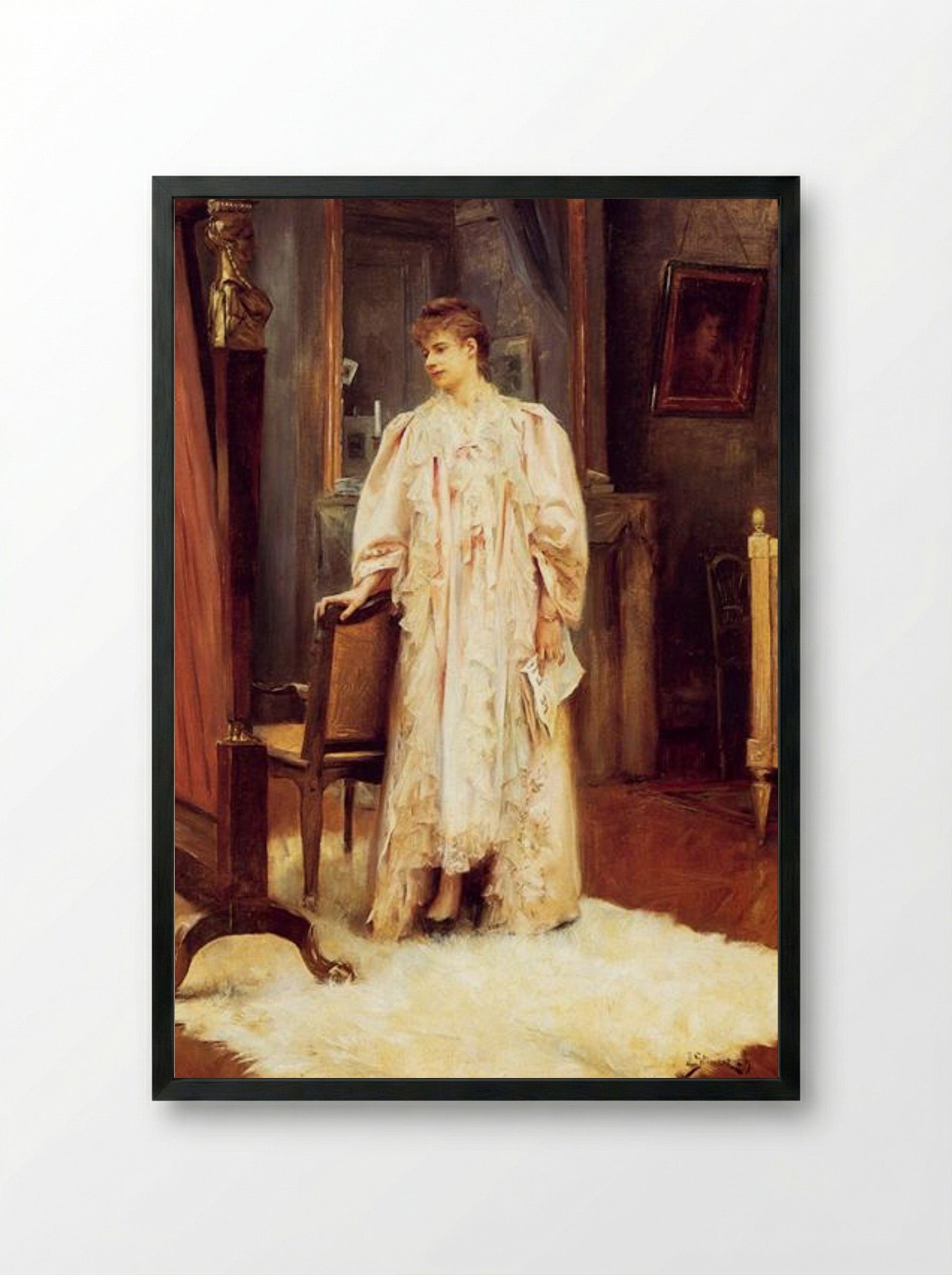Lady In Her Boudoir - Julius LeBlanc Stewart - Framed Print Black