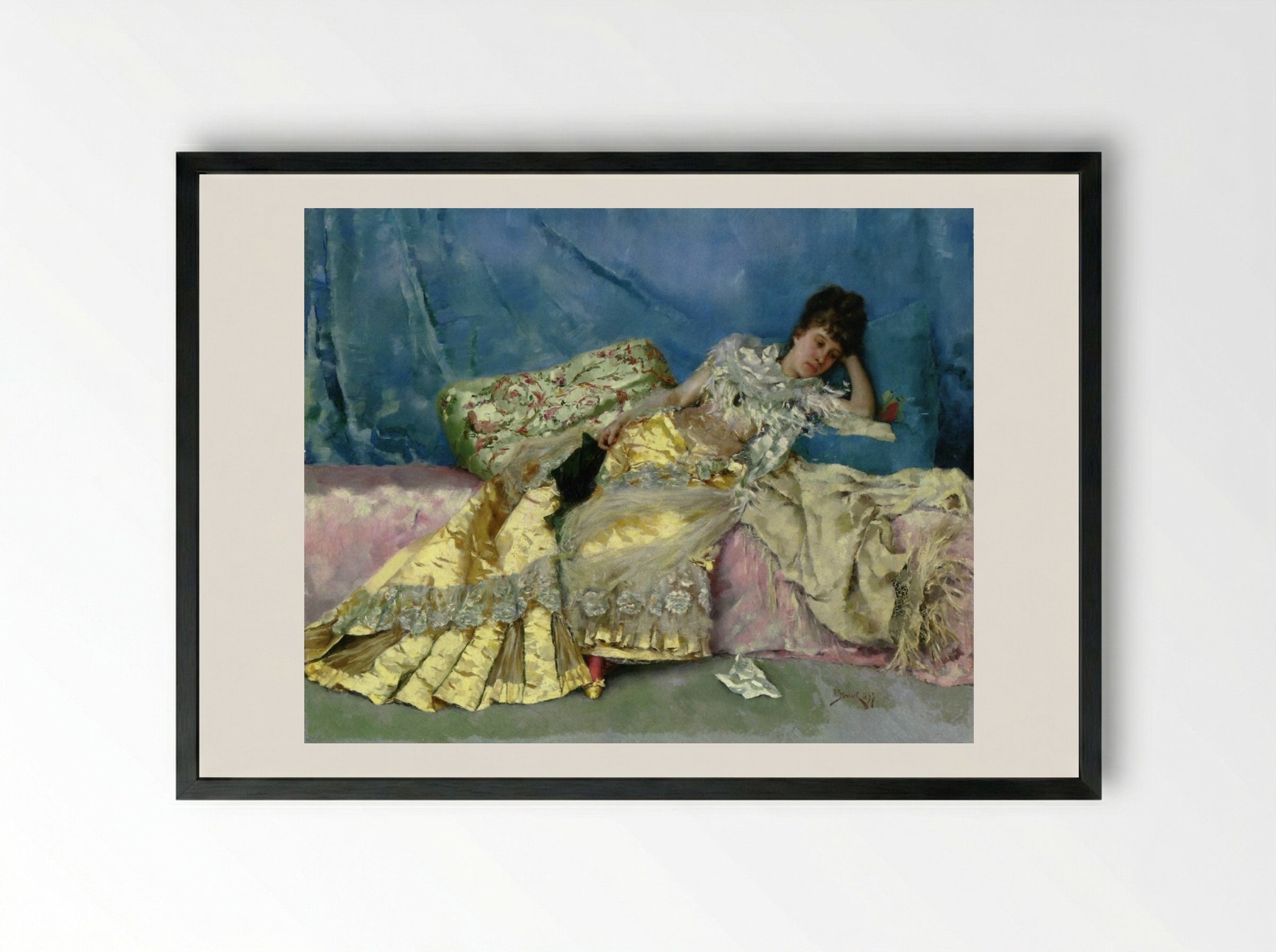 Lady On A Pink Divan - Julius LeBlanc Stewart - Framed Print Black
