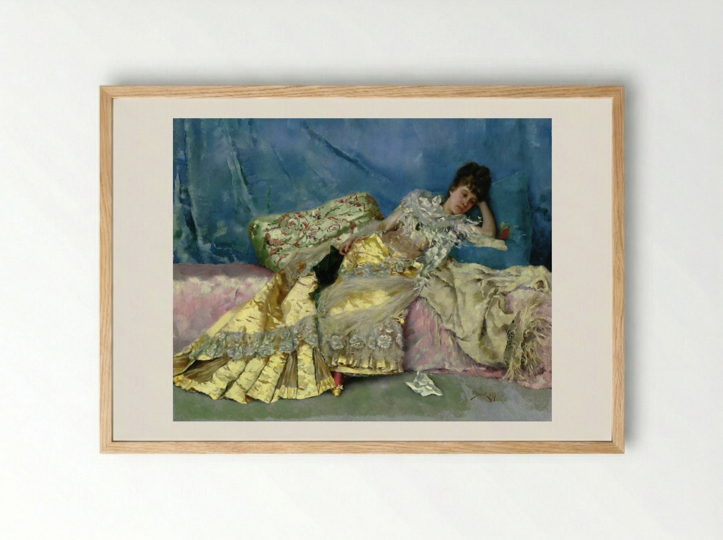 Lady On A Pink Divan - Julius LeBlanc Stewart - Framed Print Wood