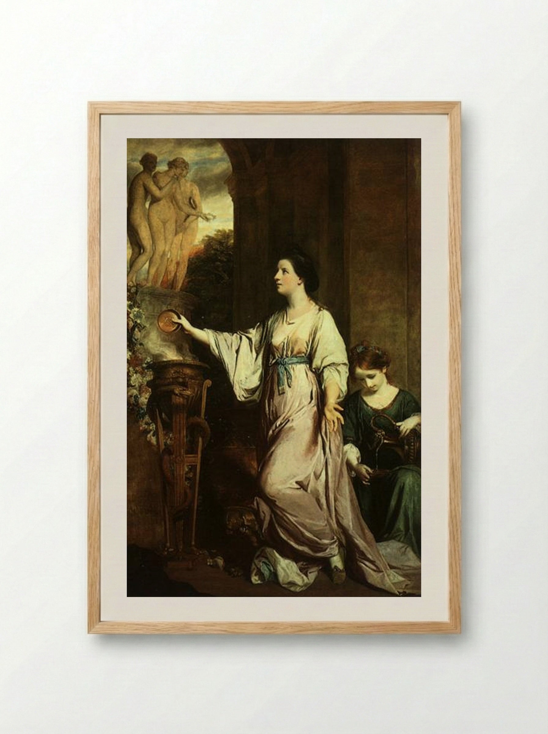 Lady Sarah Bunbury Sacrificing to the Graces - Joshua Reynolds - Framed Print Wood