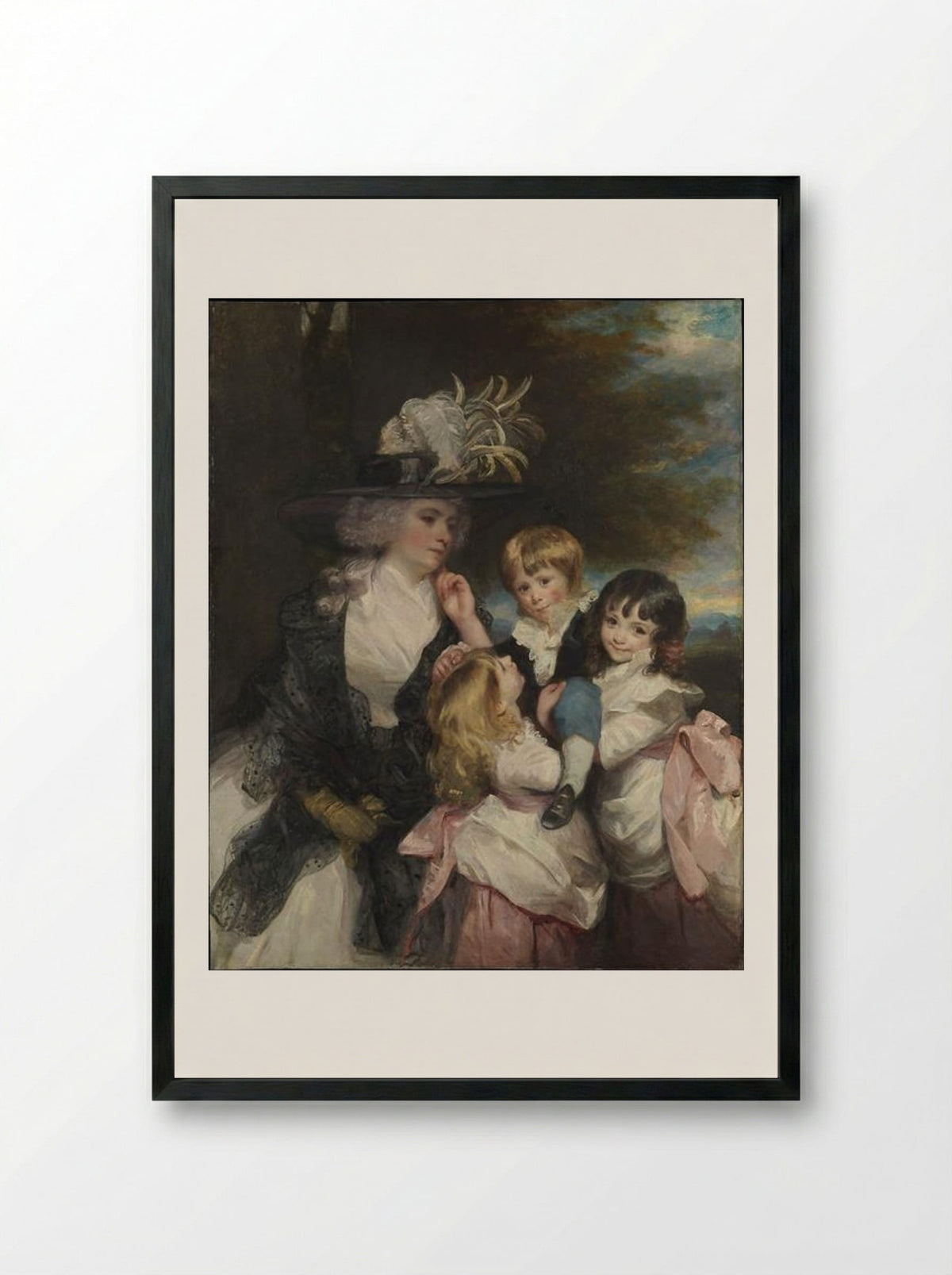 Lady Smith and Her Children - Sir Joshua Reynolds - Framed Print Black