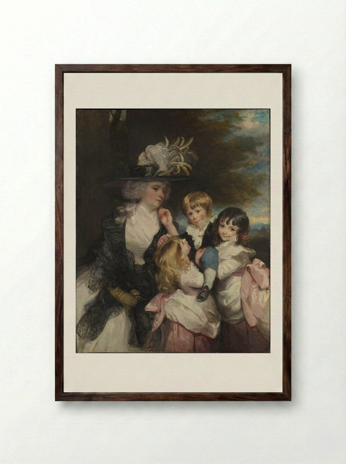 Lady Smith and Her Children - Sir Joshua Reynolds - Framed Print Dark Wood