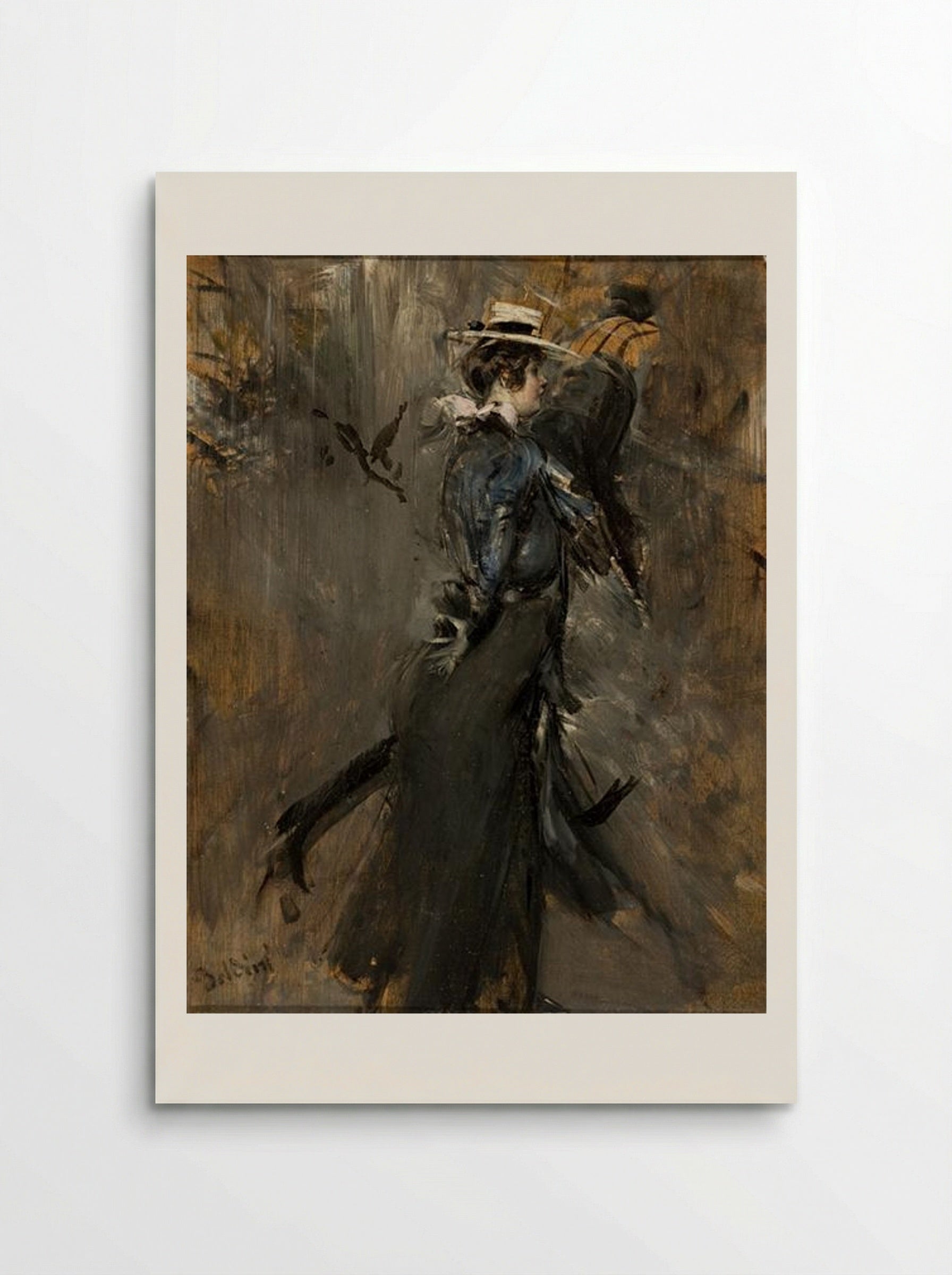Lady Wearing a Straw Bonnet (Morning Promenade) - Giovanni Boldini - Poster