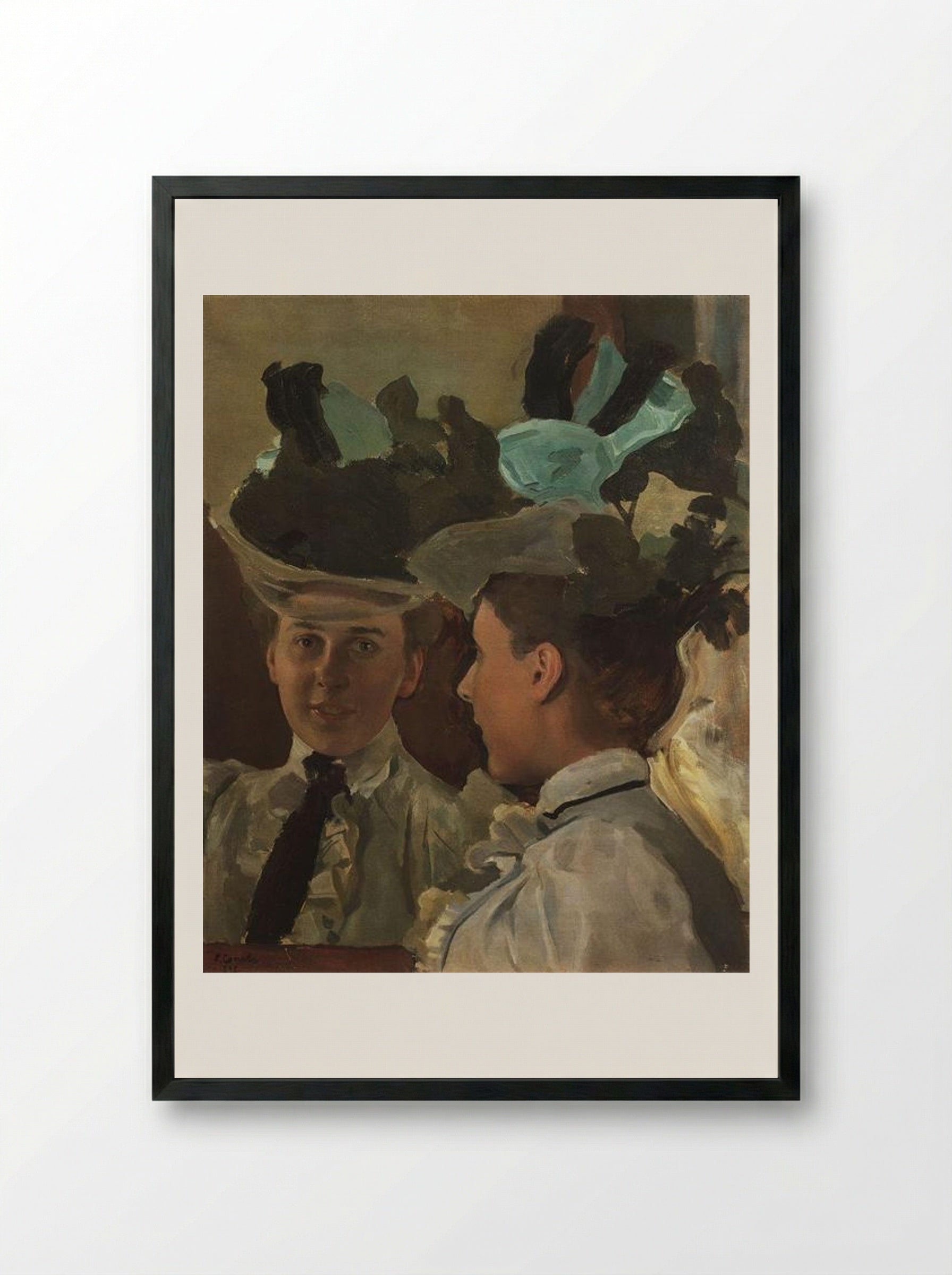 Lady at the Mirror - Konstantin Somov - Framed Print Black
