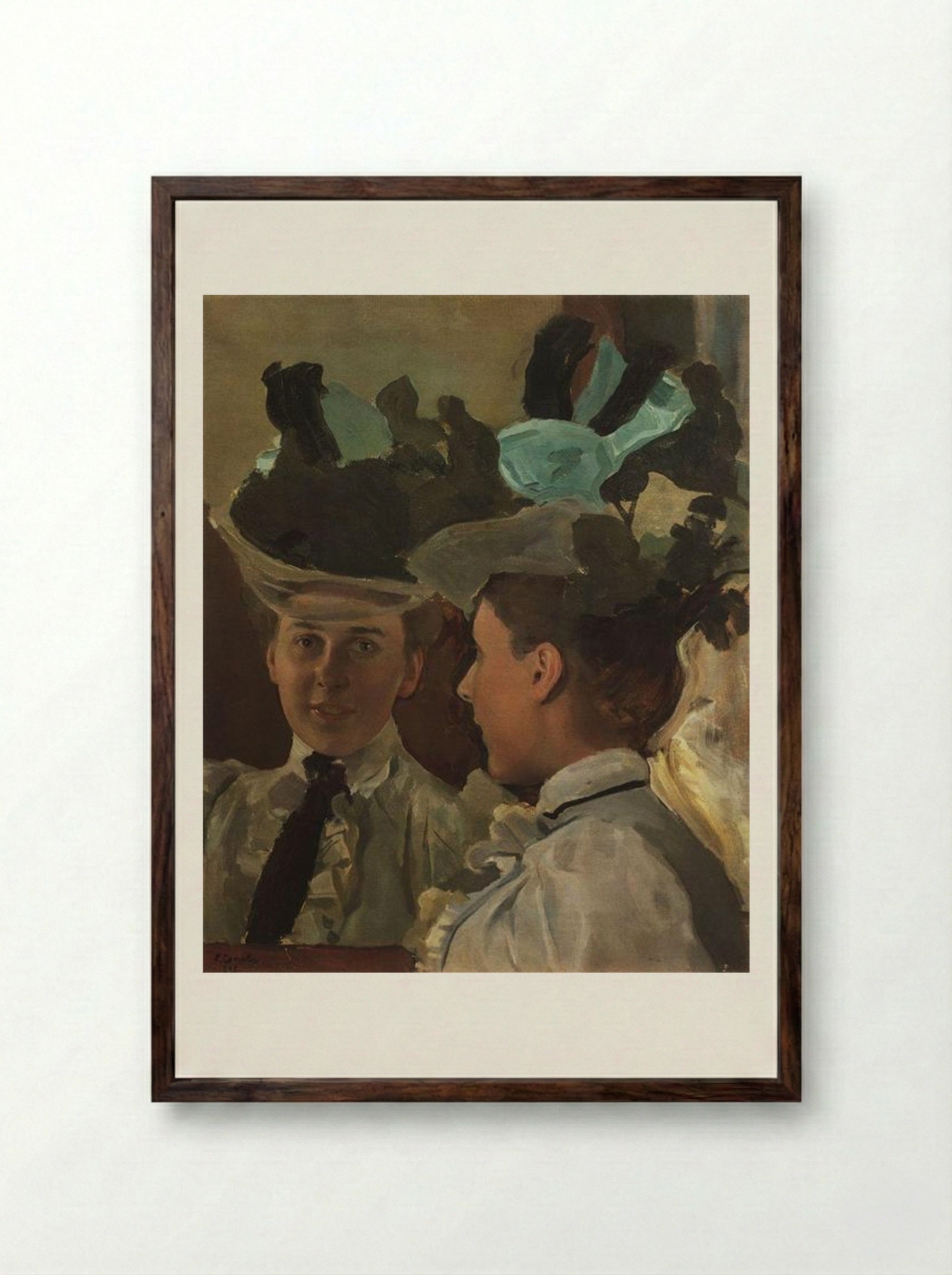 Lady at the Mirror - Konstantin Somov - Framed Print Dark Wood
