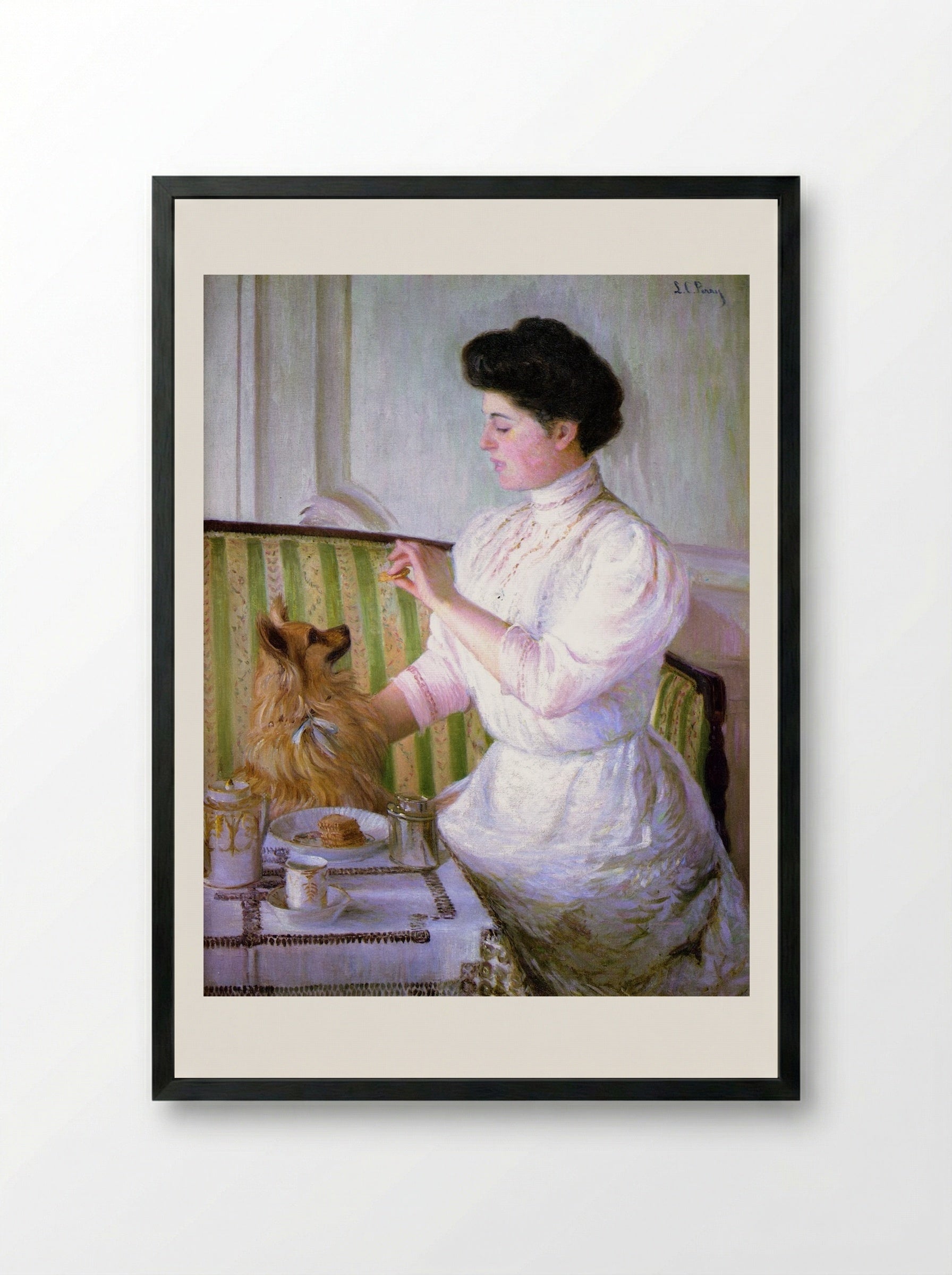 Lady at the Tea Table - Lilla Cabot Perry - Framed Print Black