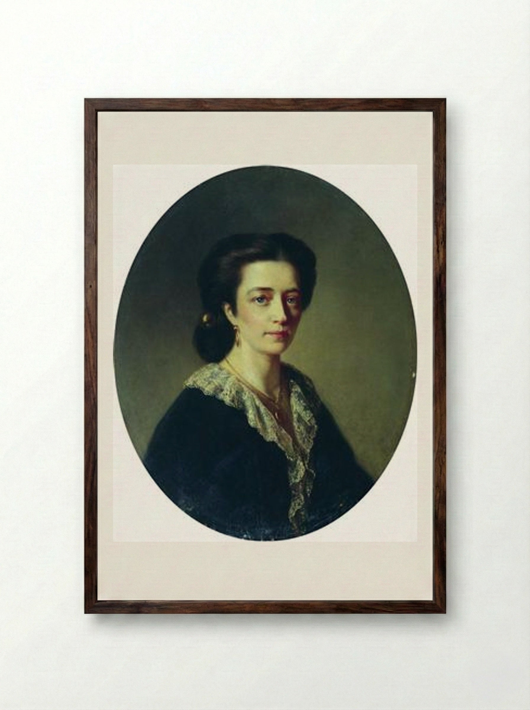 Lady in Black - Konstantin Makovsky - Framed Print Dark Wood