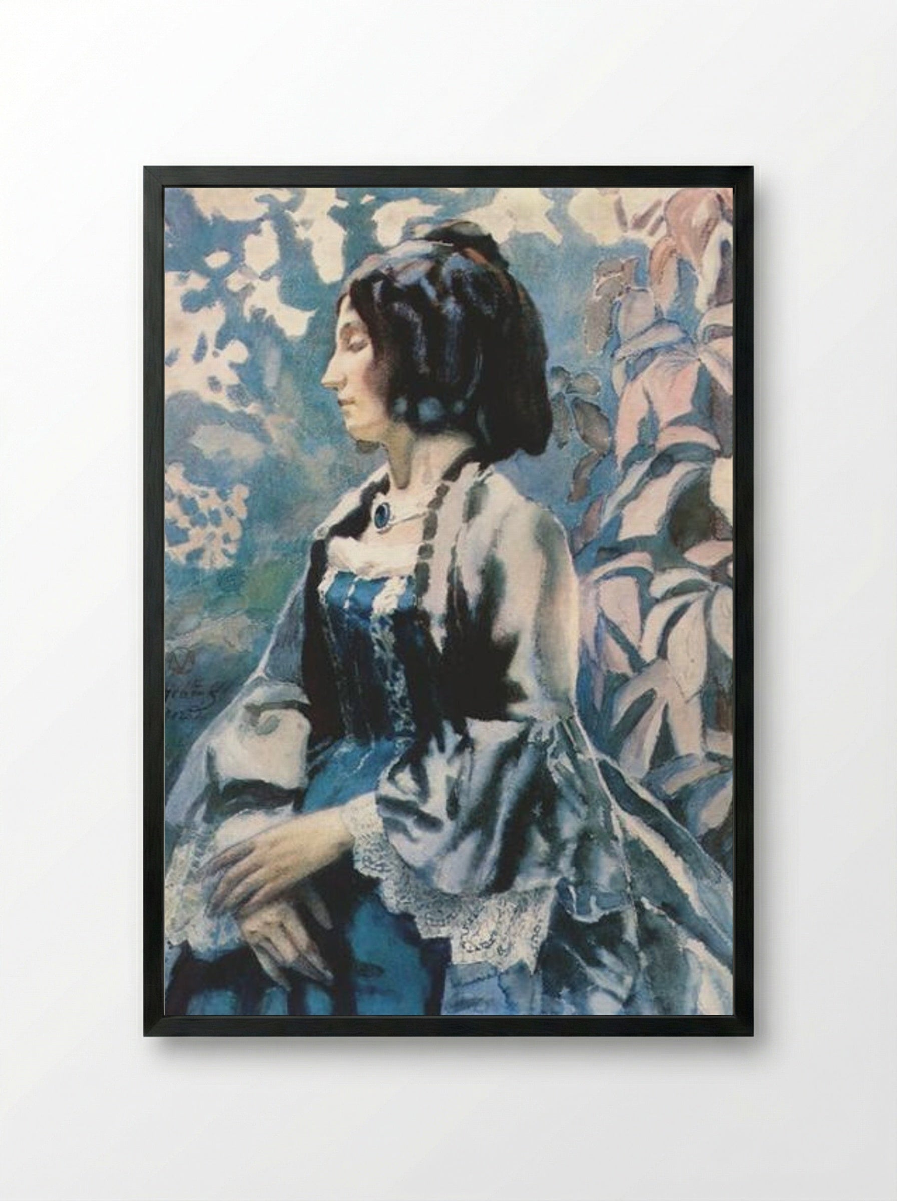Lady in Blue - Victor Borisov-Musatov - Framed Print Black