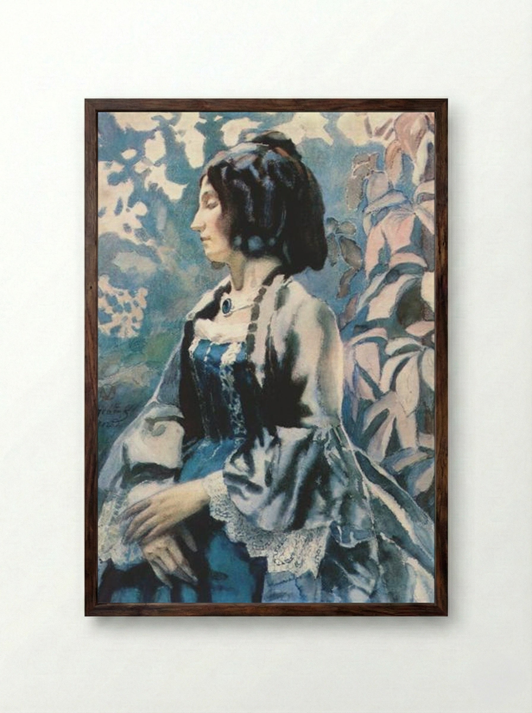 Lady in Blue - Victor Borisov-Musatov - Framed Print Dark Wood