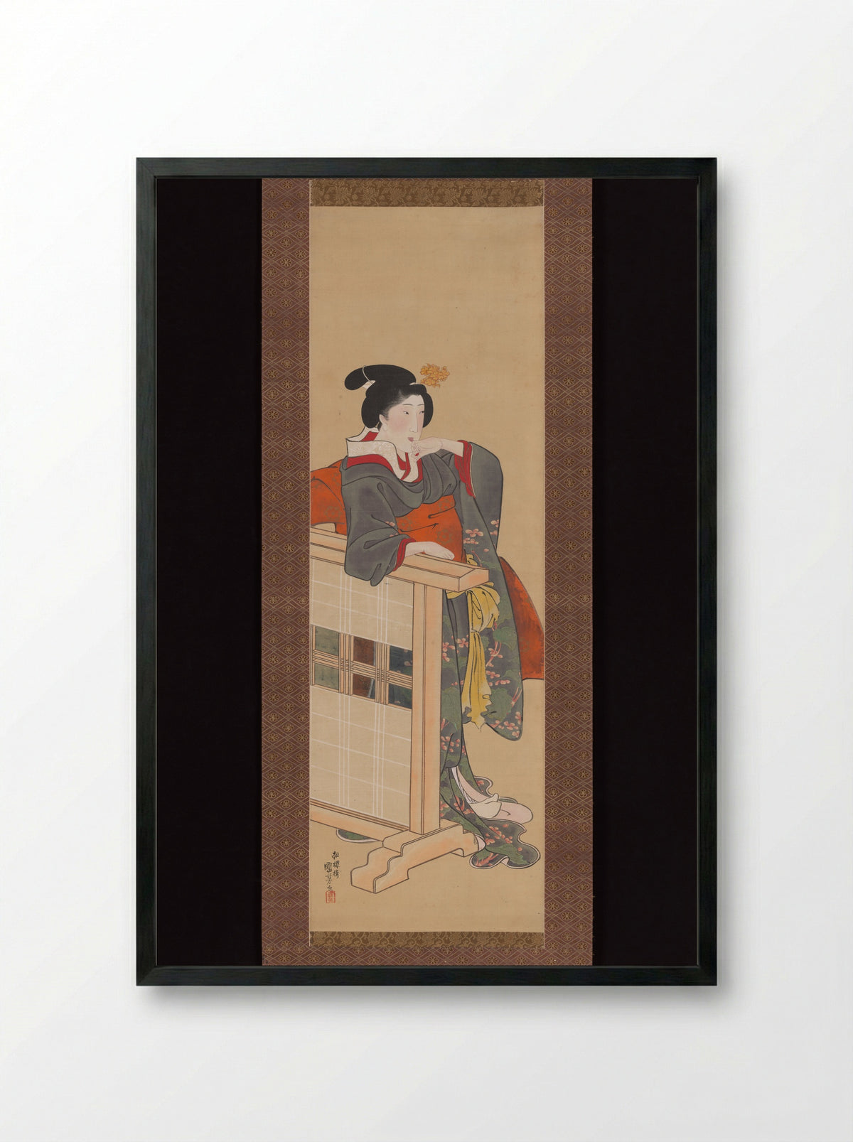 Lady-in-Waiting at Edo Castle - Utagawa Kuniyoshi - Framed Print Black