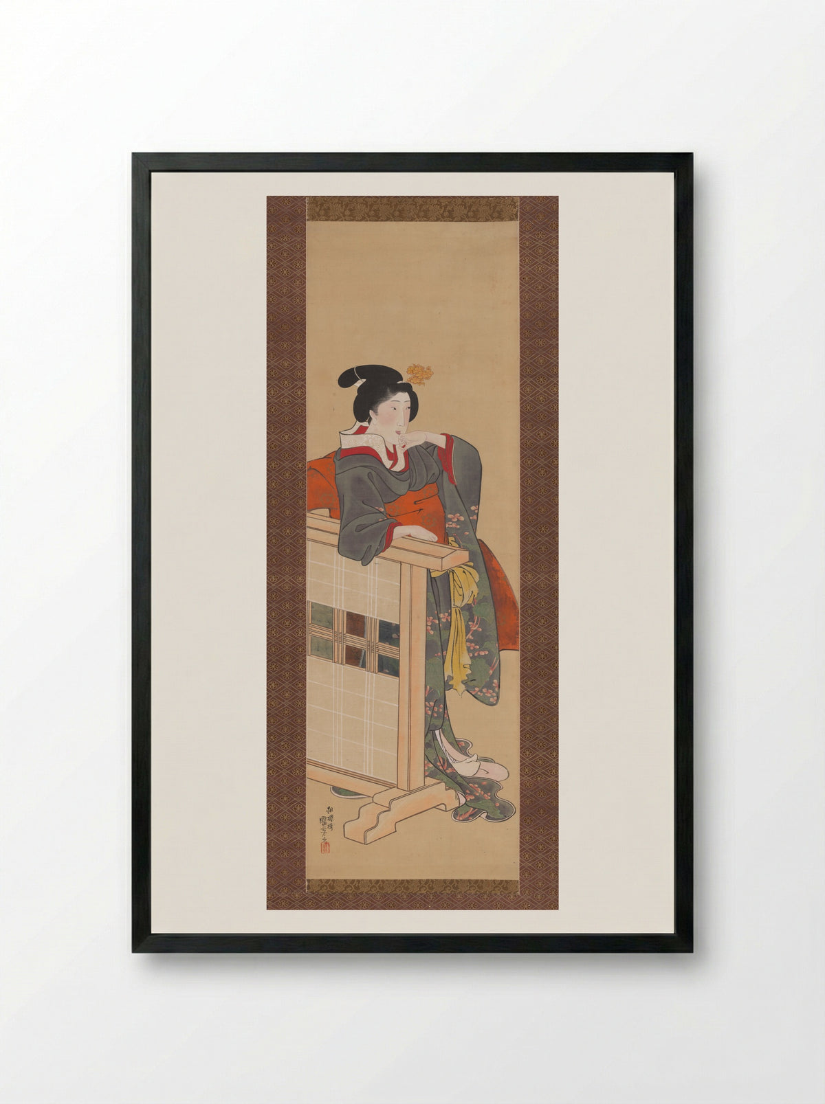 Lady-in-Waiting at Edo Castle - Utagawa Kuniyoshi - Framed Print Black