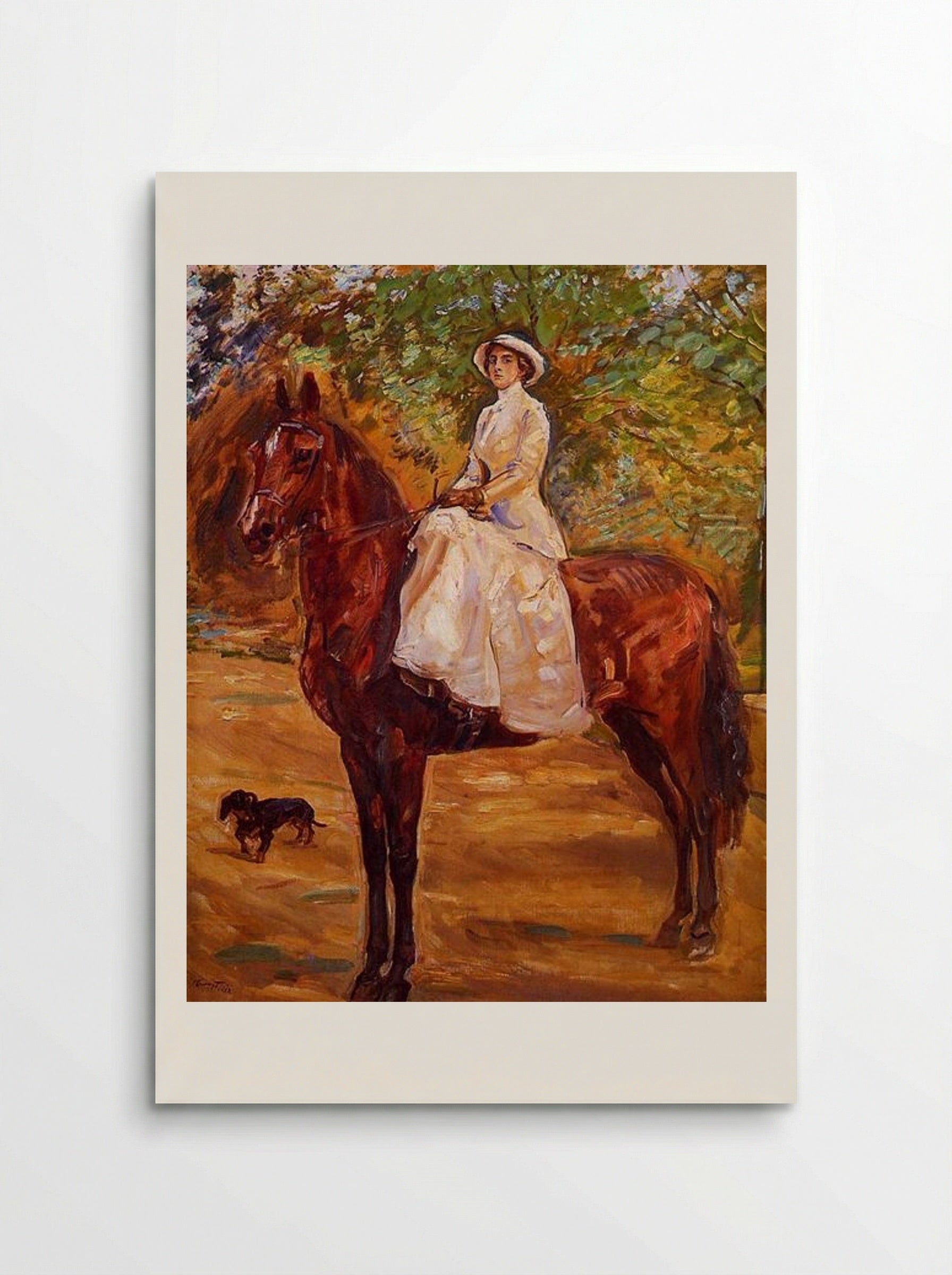 Lady in White Dress on Horseback Riding - Max Slevogt - Poster